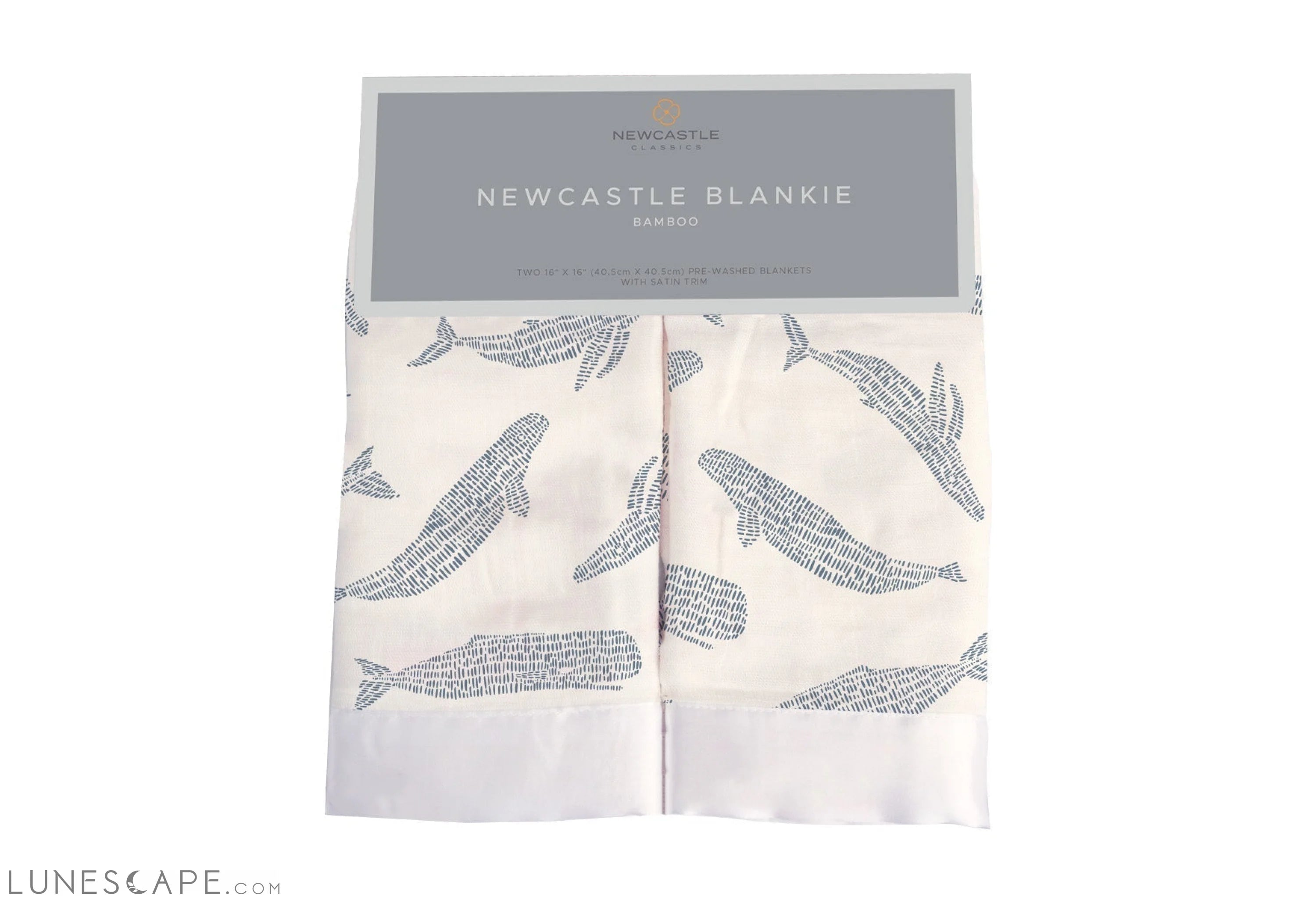 Blue Shadow Whales Bamboo Newcastle Blankie LUNESCAPE
