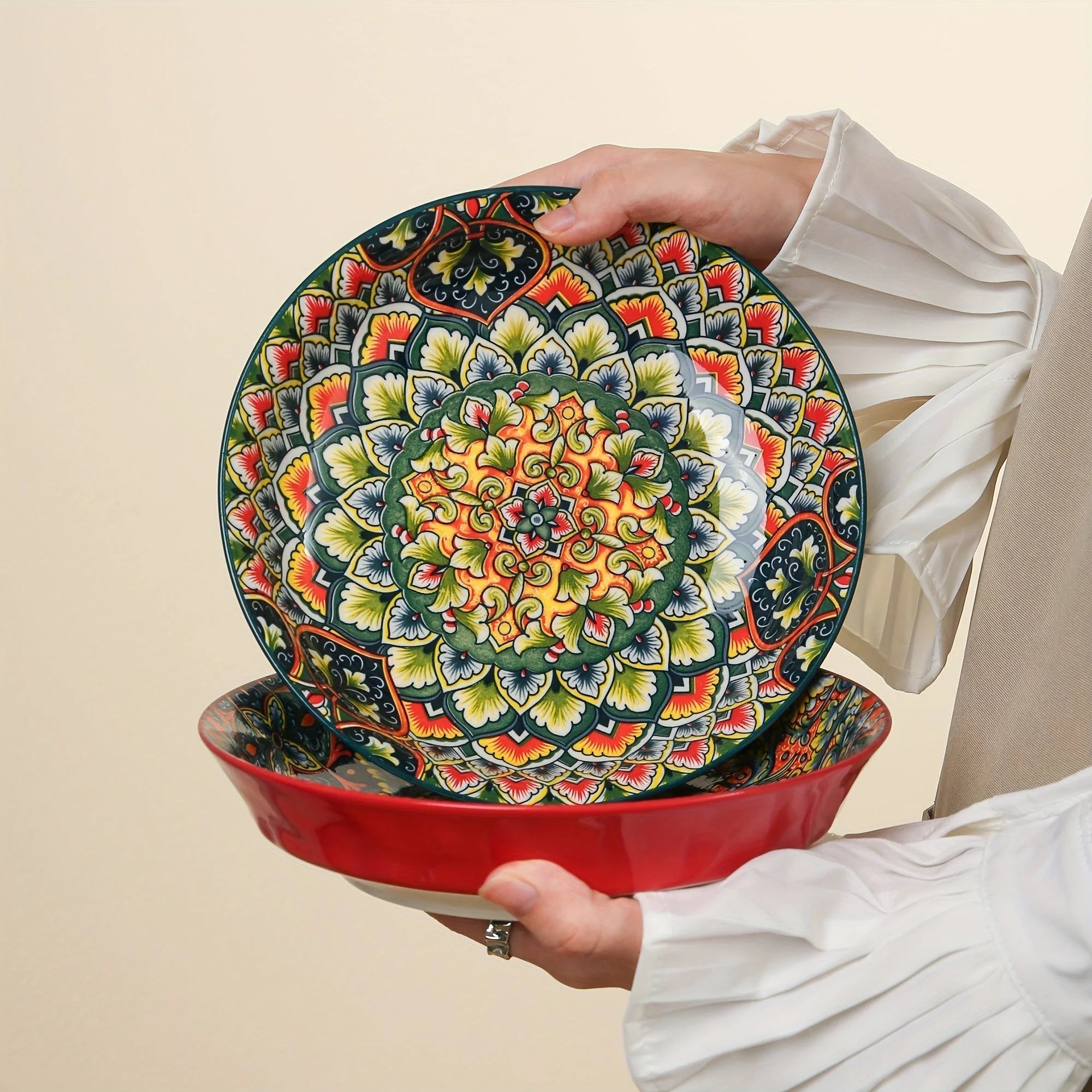 Bohemian 8Inch Ceramic Dinner Plates Microwave Safe LUNESCAPE