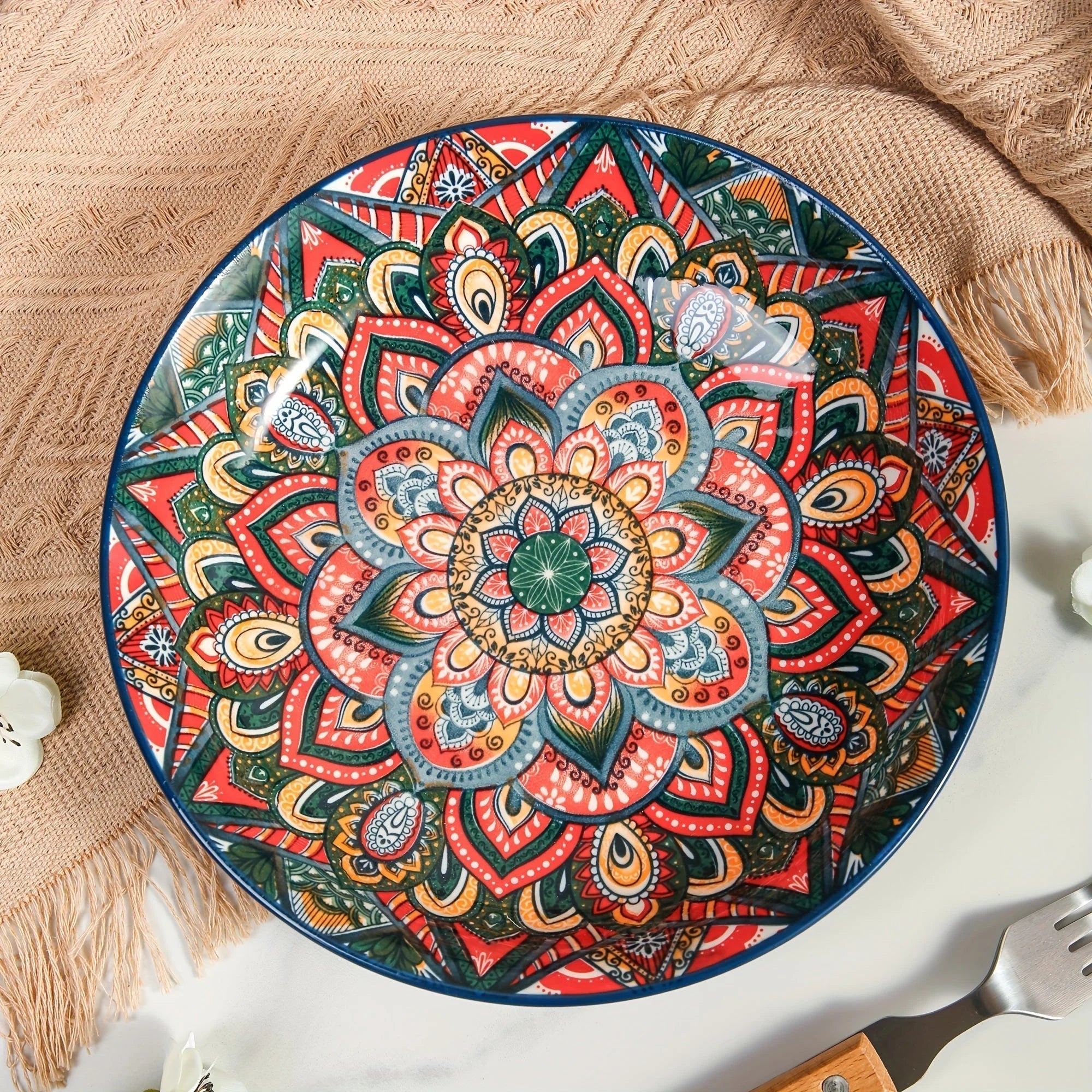Bohemian 8Inch Ceramic Dinner Plates Microwave Safe LUNESCAPE