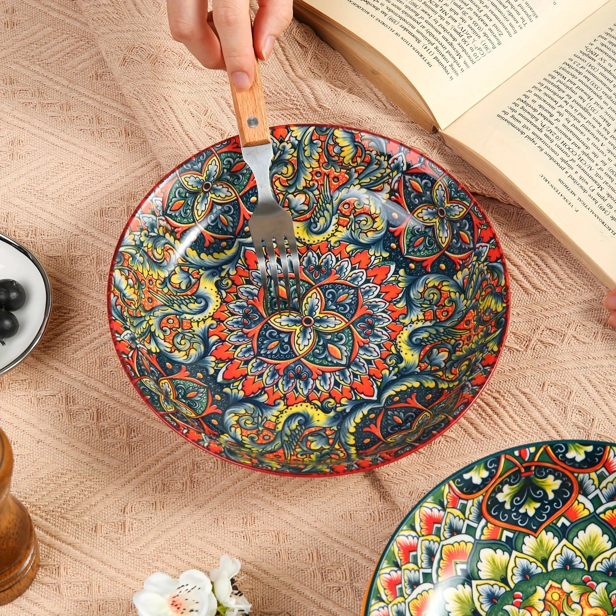 Bohemian 8Inch Ceramic Dinner Plates Microwave Safe LUNESCAPE