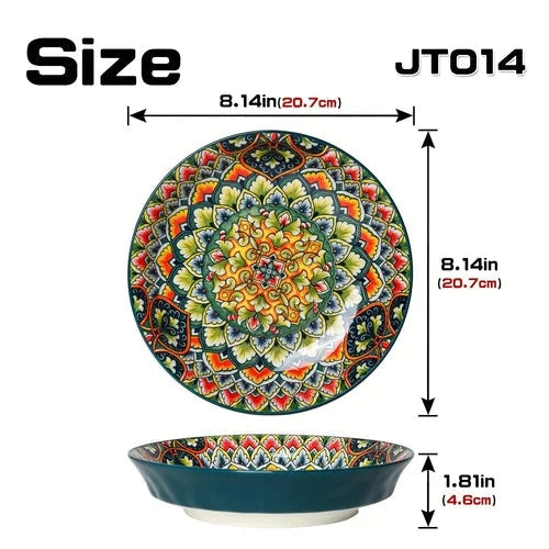 Bohemian 8Inch Ceramic Dinner Plates Microwave Safe LUNESCAPE