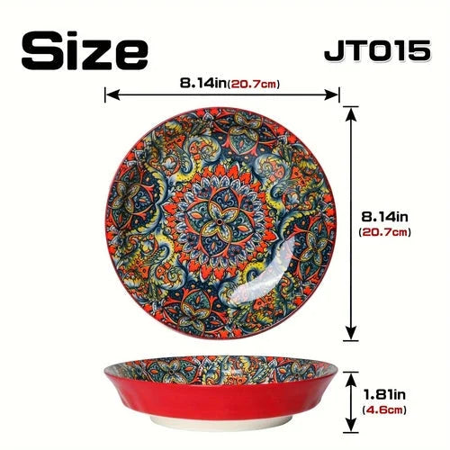 Bohemian 8Inch Ceramic Dinner Plates Microwave Safe LUNESCAPE