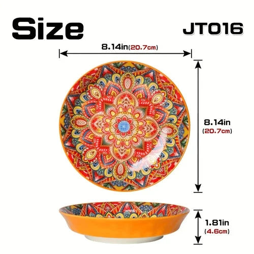 Bohemian 8Inch Ceramic Dinner Plates Microwave Safe LUNESCAPE