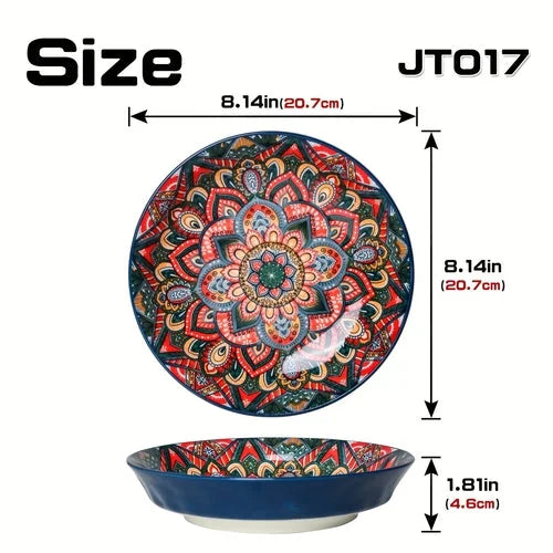 Bohemian 8Inch Ceramic Dinner Plates Microwave Safe LUNESCAPE