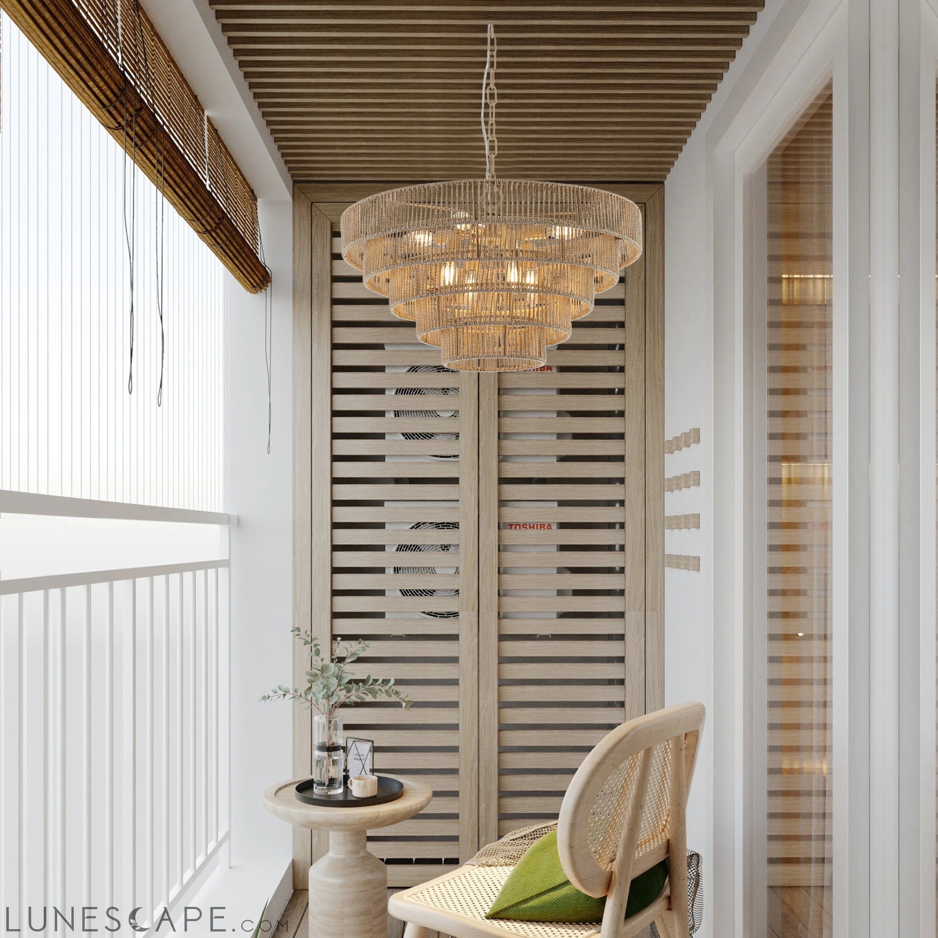 Bohemian style Woven Pendant Light 23.6 Inch Rattan Ligh Large Rattan LUNESCAPE