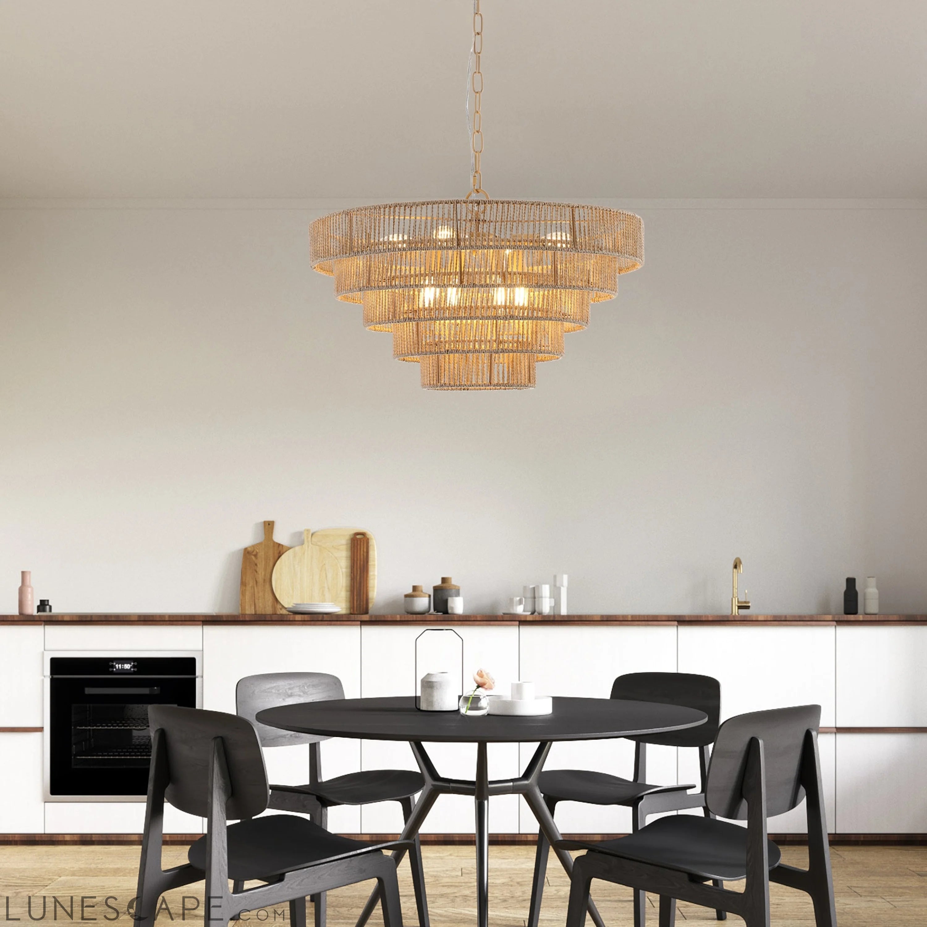 Bohemian style Woven Pendant Light 23.6 Inch Rattan Ligh Large Rattan LUNESCAPE