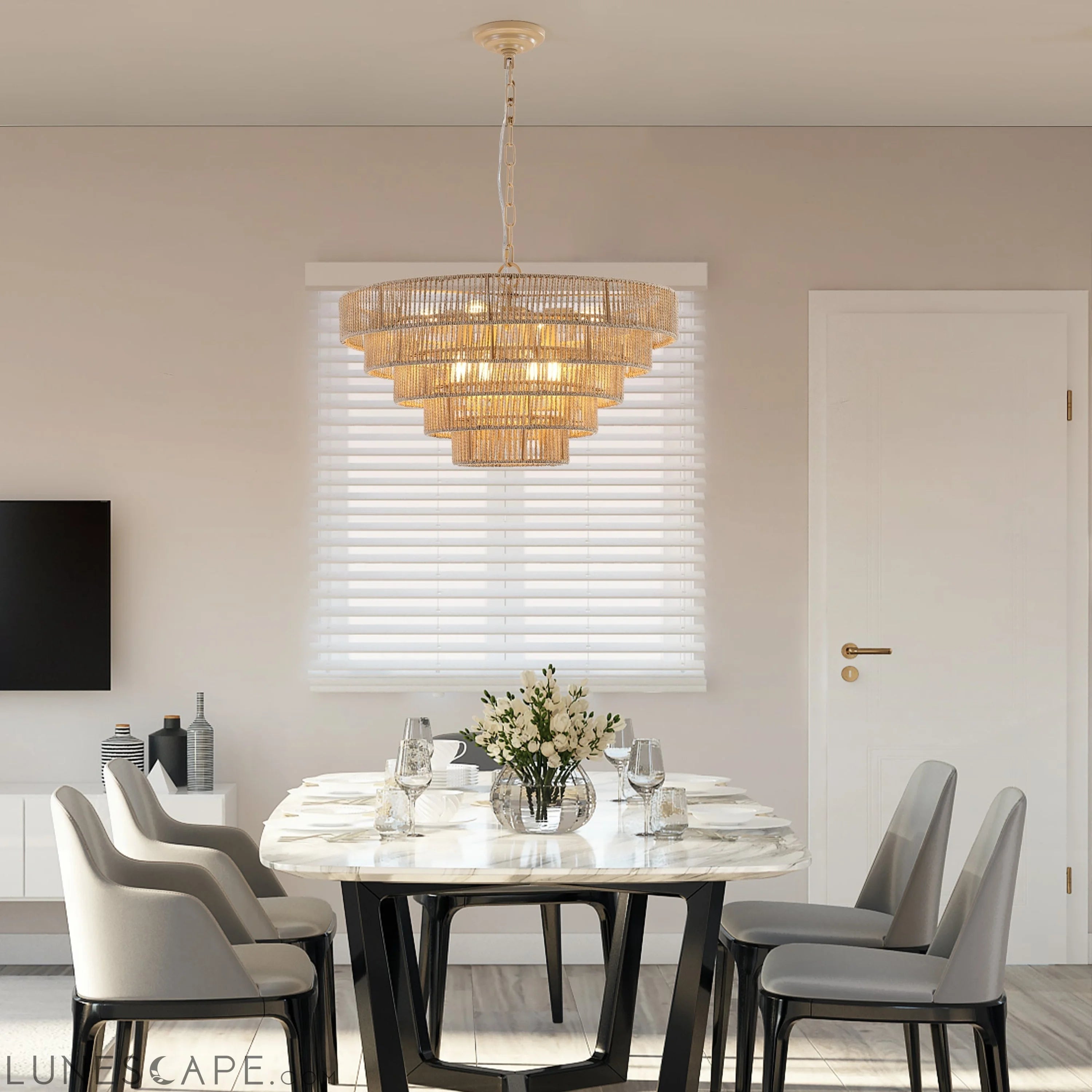 Bohemian style Woven Pendant Light 23.6 Inch Rattan Ligh Large Rattan LUNESCAPE