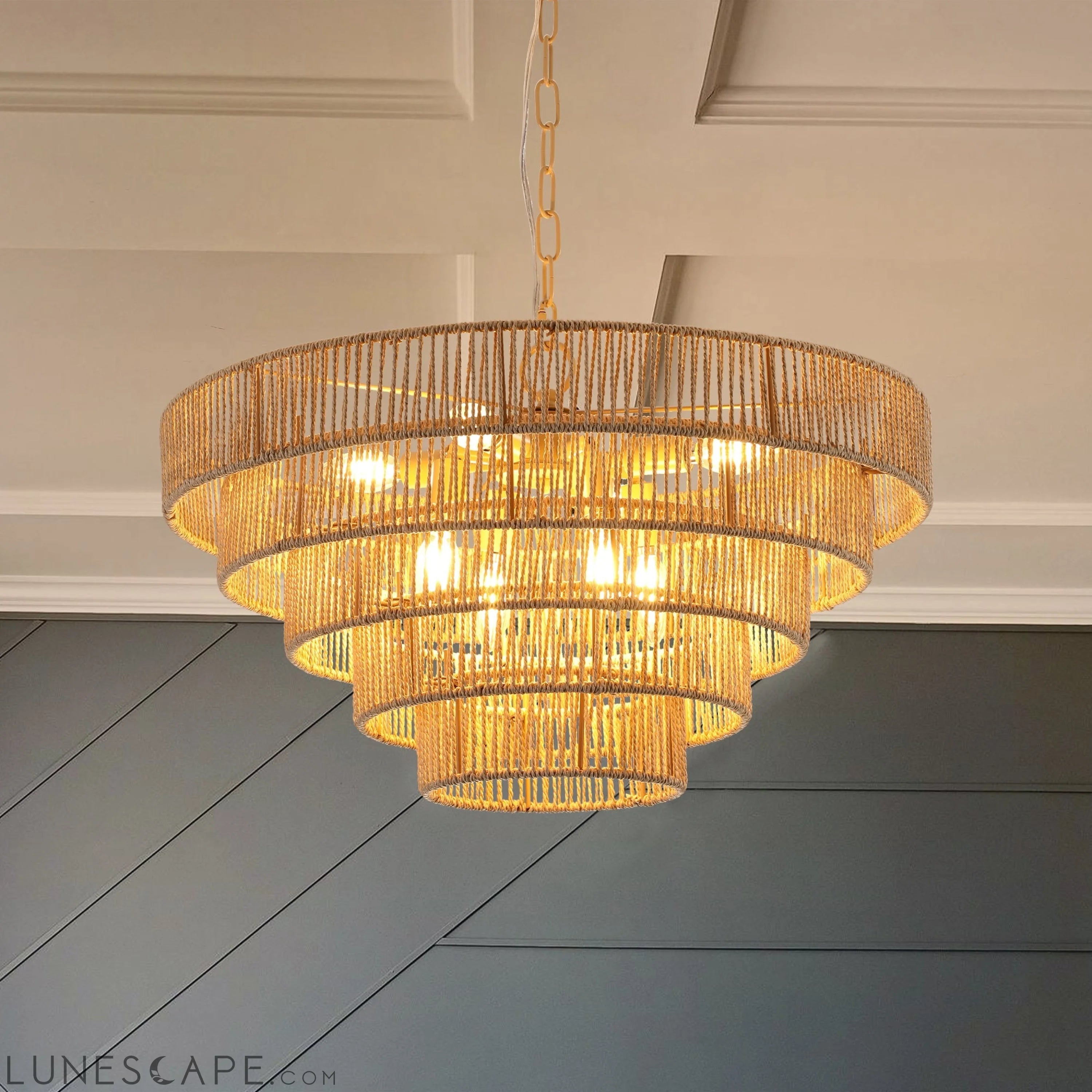 Bohemian style Woven Pendant Light 23.6 Inch Rattan Ligh Large Rattan LUNESCAPE