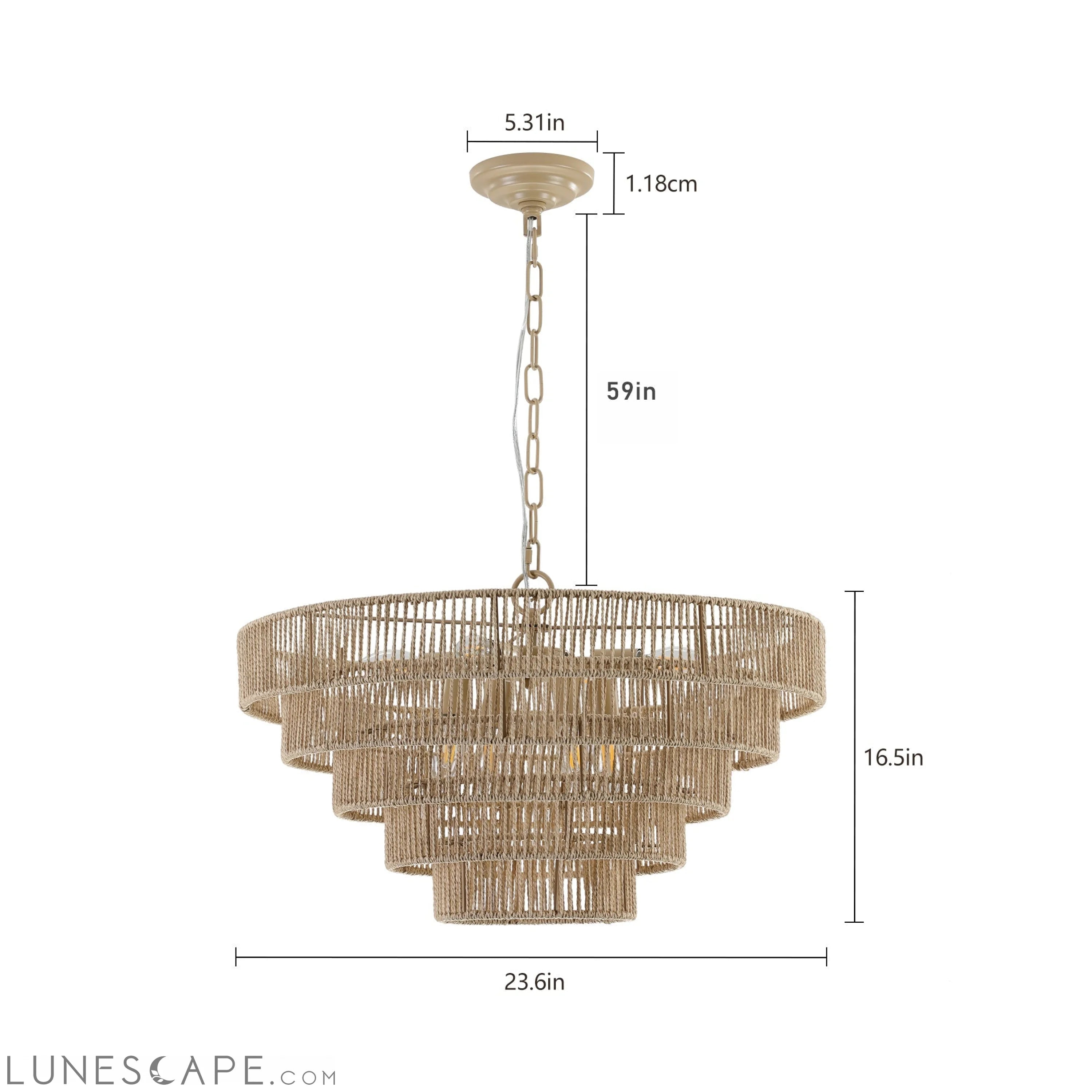 Bohemian style Woven Pendant Light 23.6 Inch Rattan Ligh Large Rattan LUNESCAPE