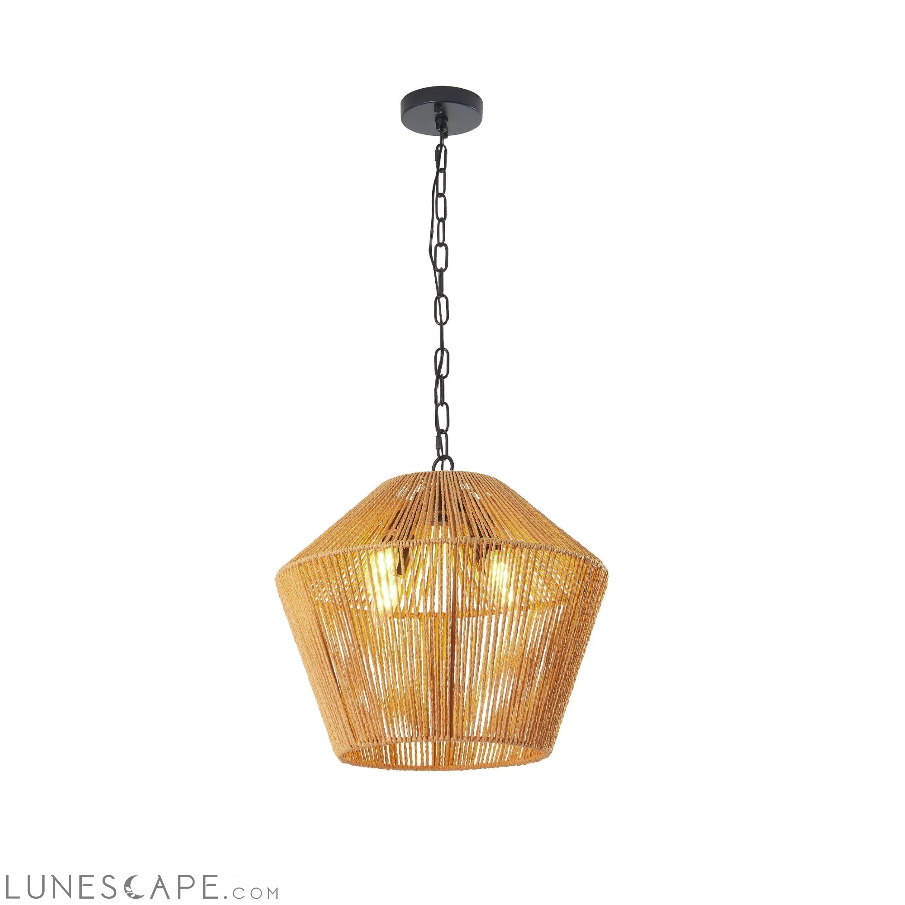 Boho Hemp Rope Pendant Light, Handcrafted Farmhouse Hanging Light LUNESCAPE