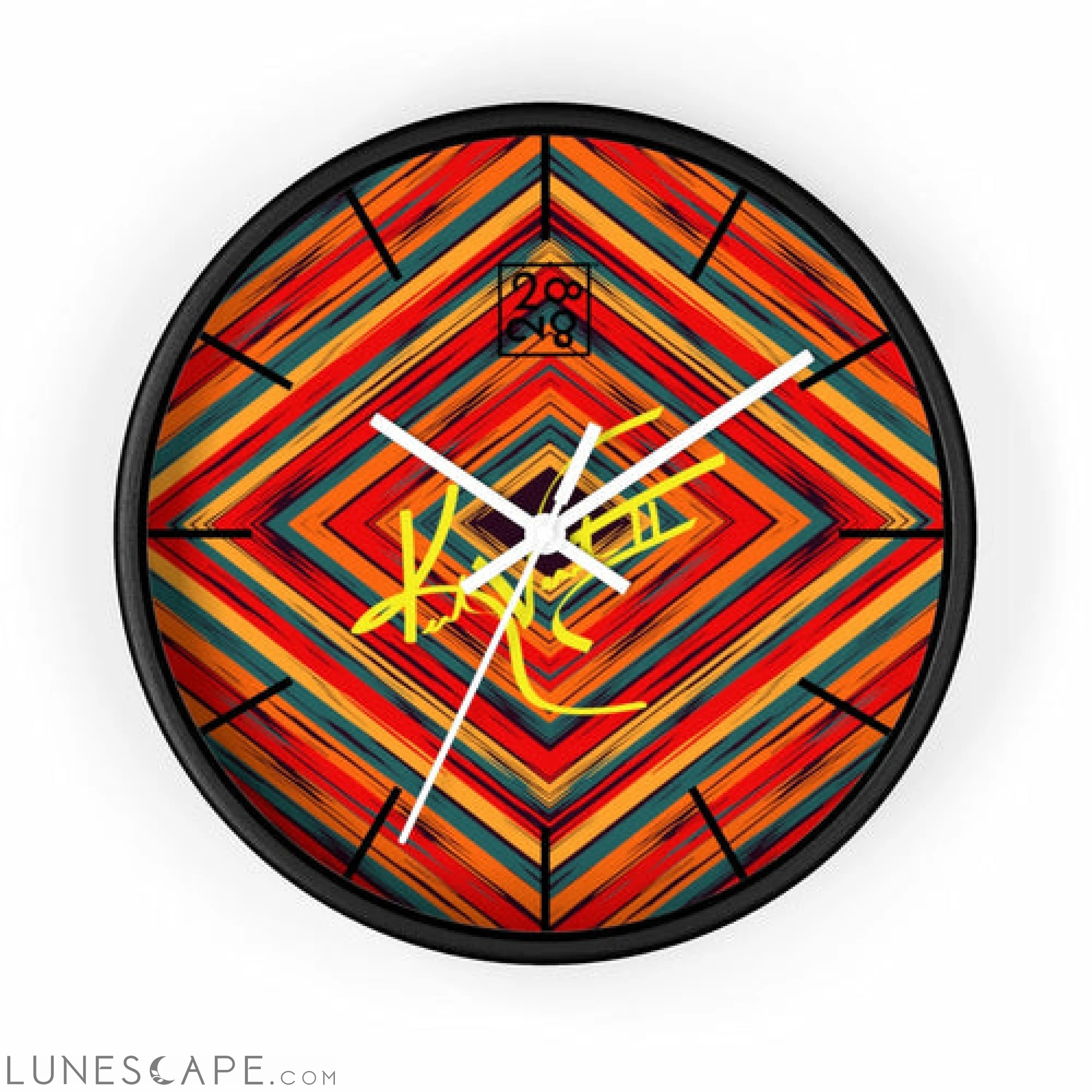 Boho Tribe Diamond Stripe Geometric Clock LUNESCAPE