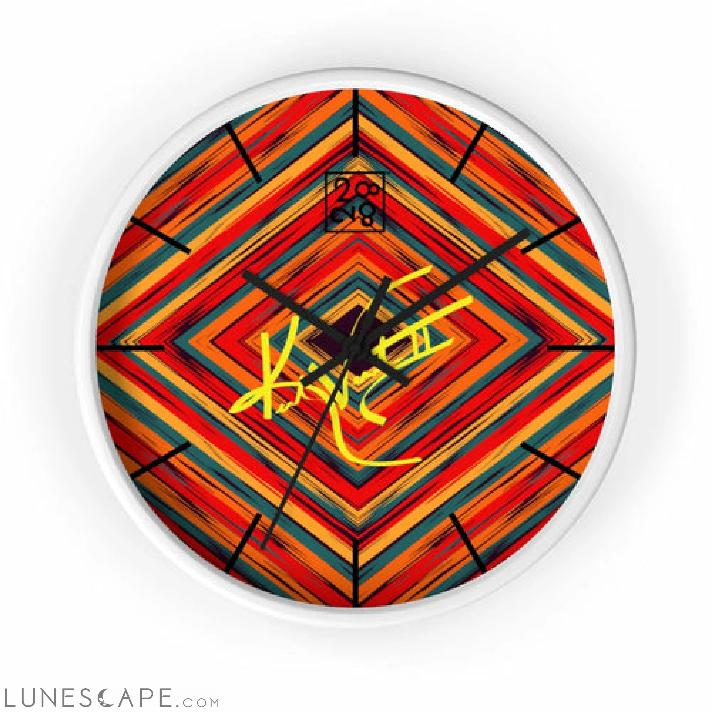Boho Tribe Diamond Stripe Geometric Clock LUNESCAPE