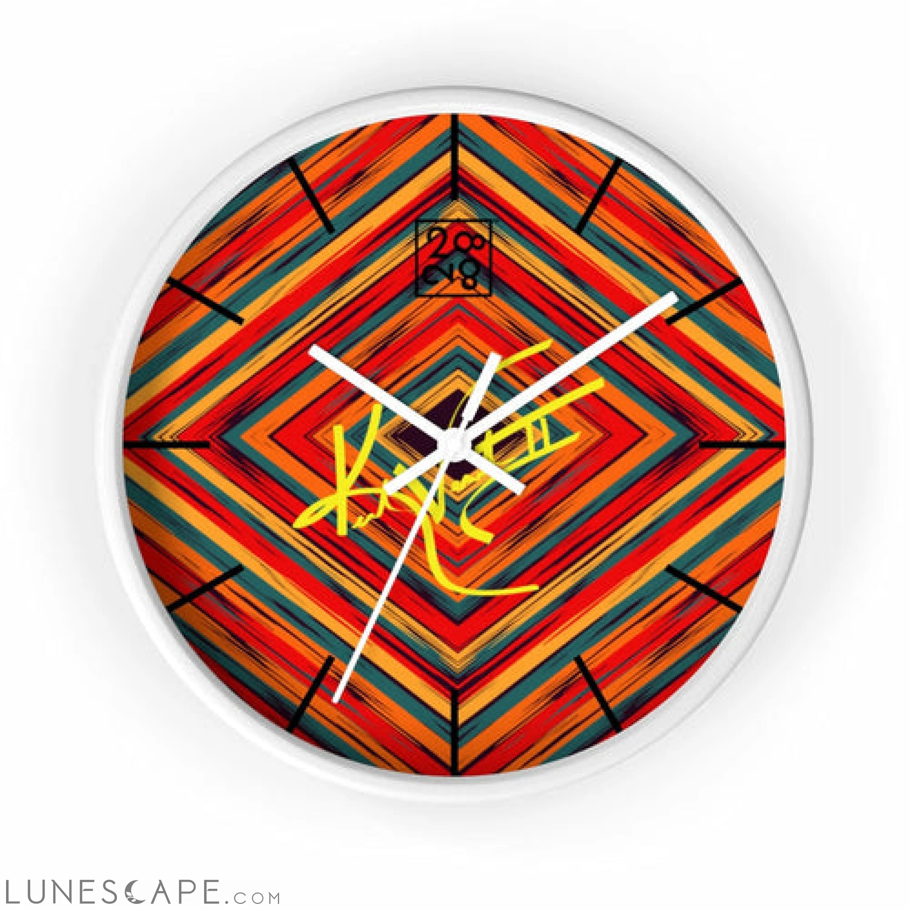 Boho Tribe Diamond Stripe Geometric Clock LUNESCAPE