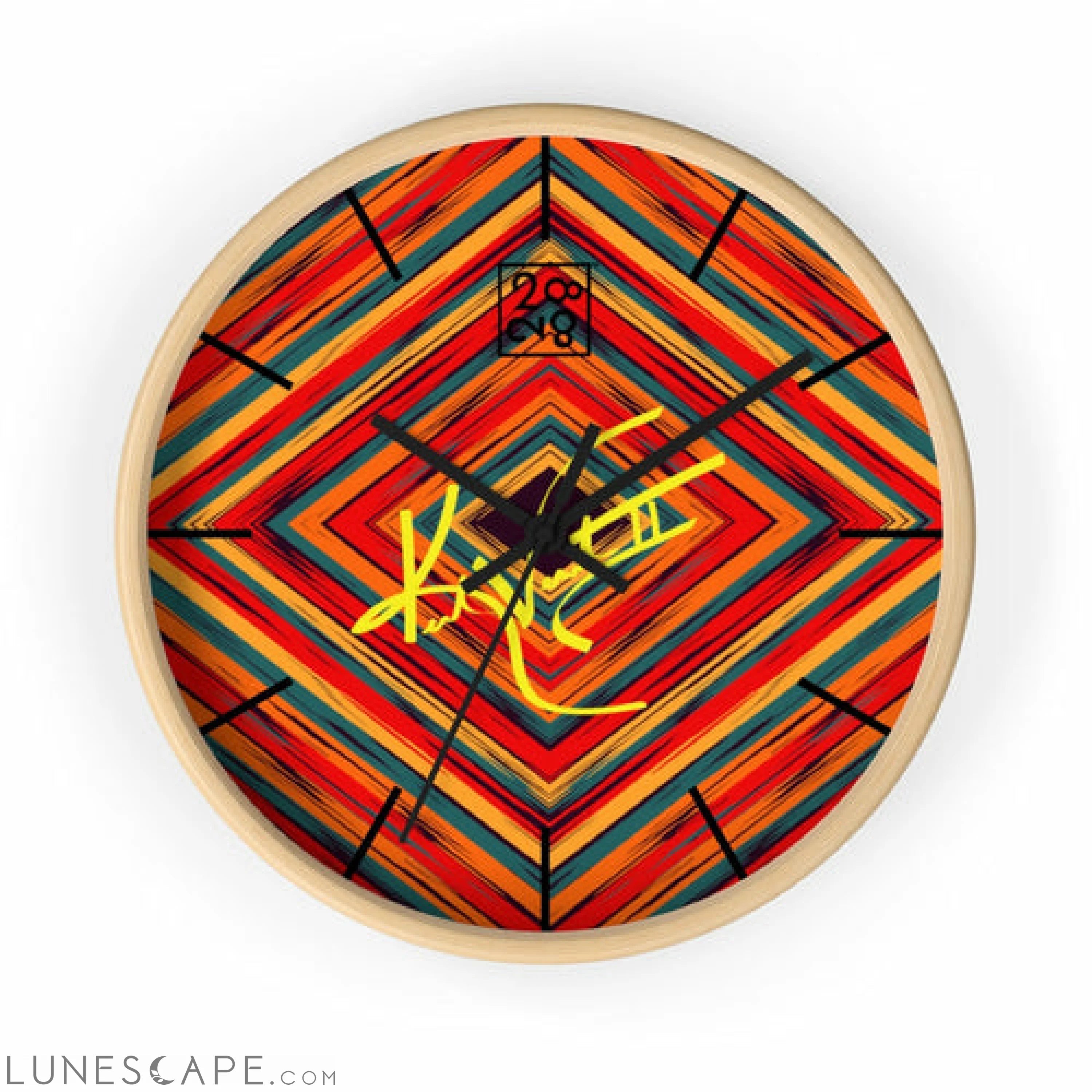 Boho Tribe Diamond Stripe Geometric Clock LUNESCAPE