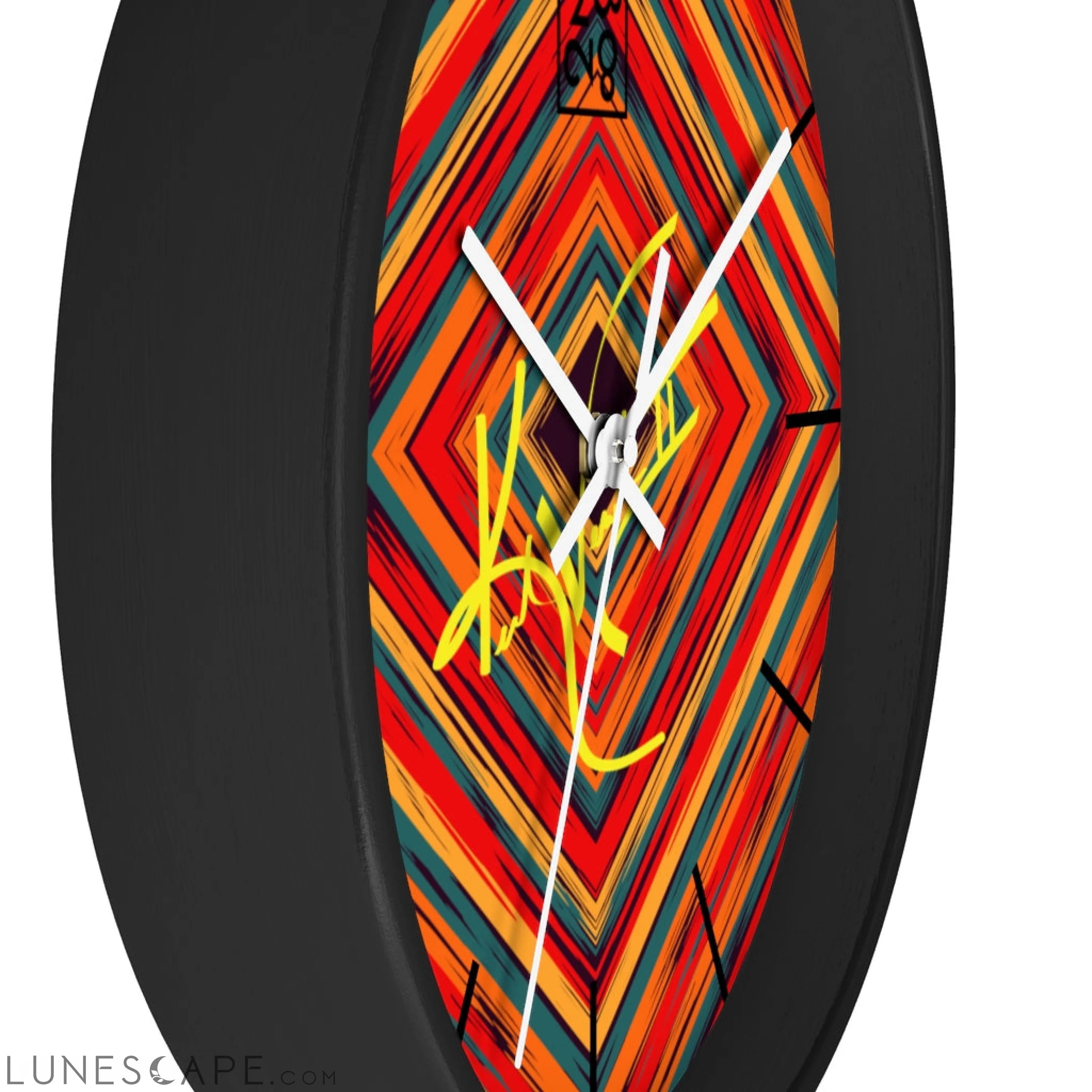 Boho Tribe Diamond Stripe Geometric Clock LUNESCAPE