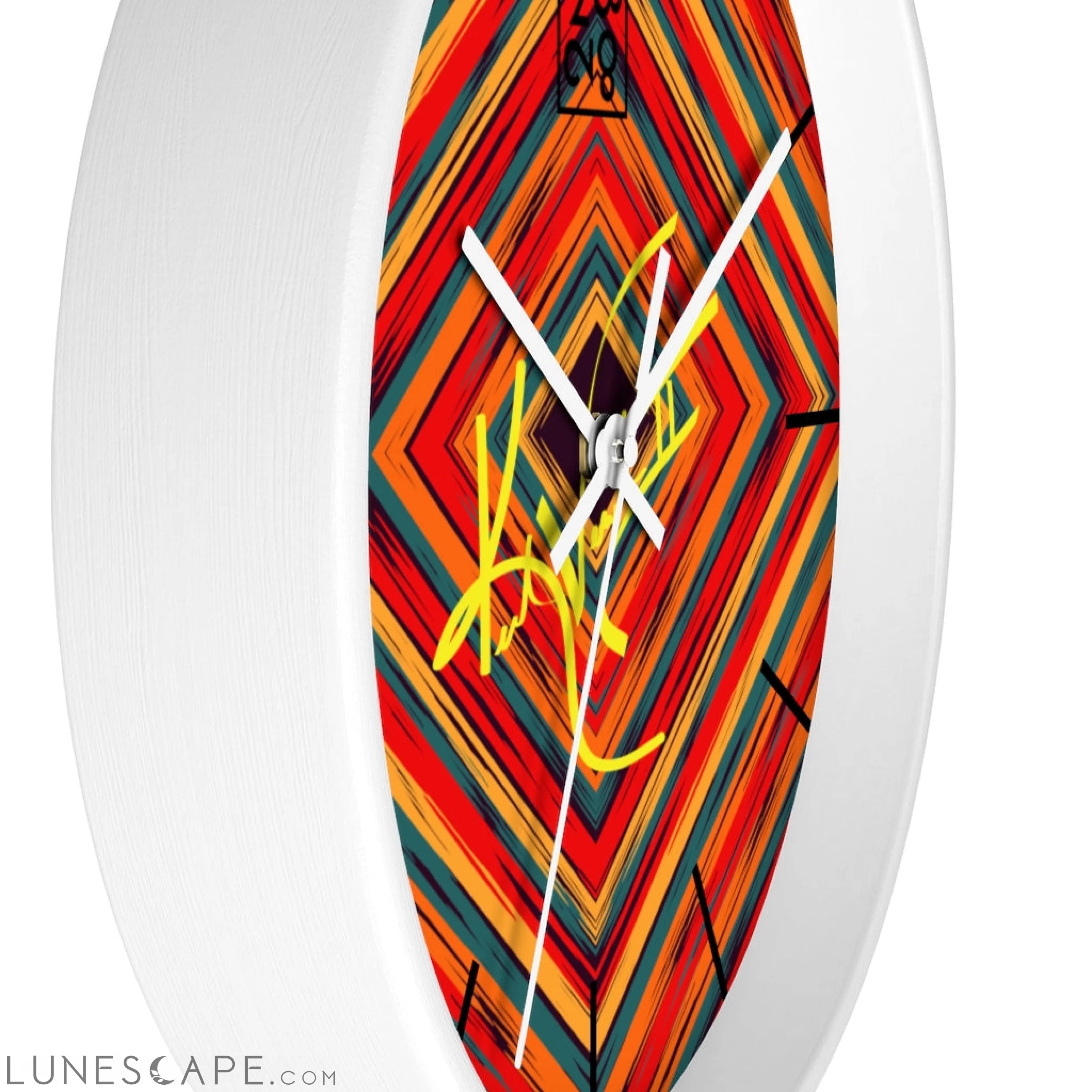 Boho Tribe Diamond Stripe Geometric Clock LUNESCAPE