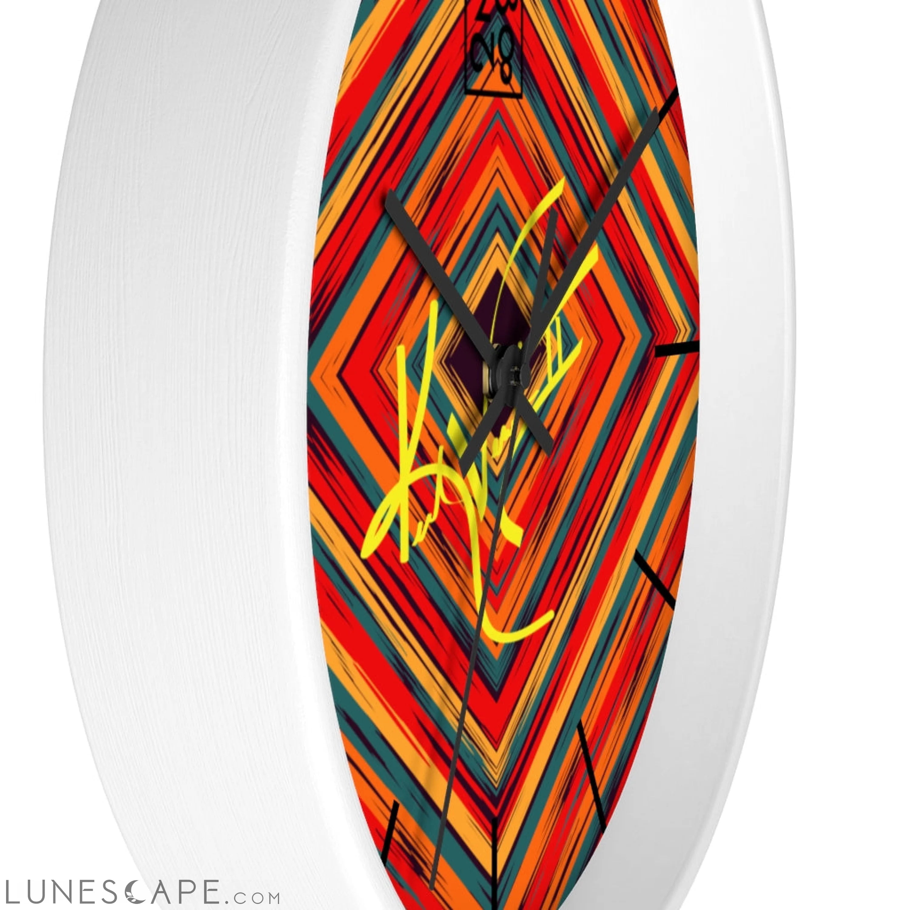 Boho Tribe Diamond Stripe Geometric Clock LUNESCAPE