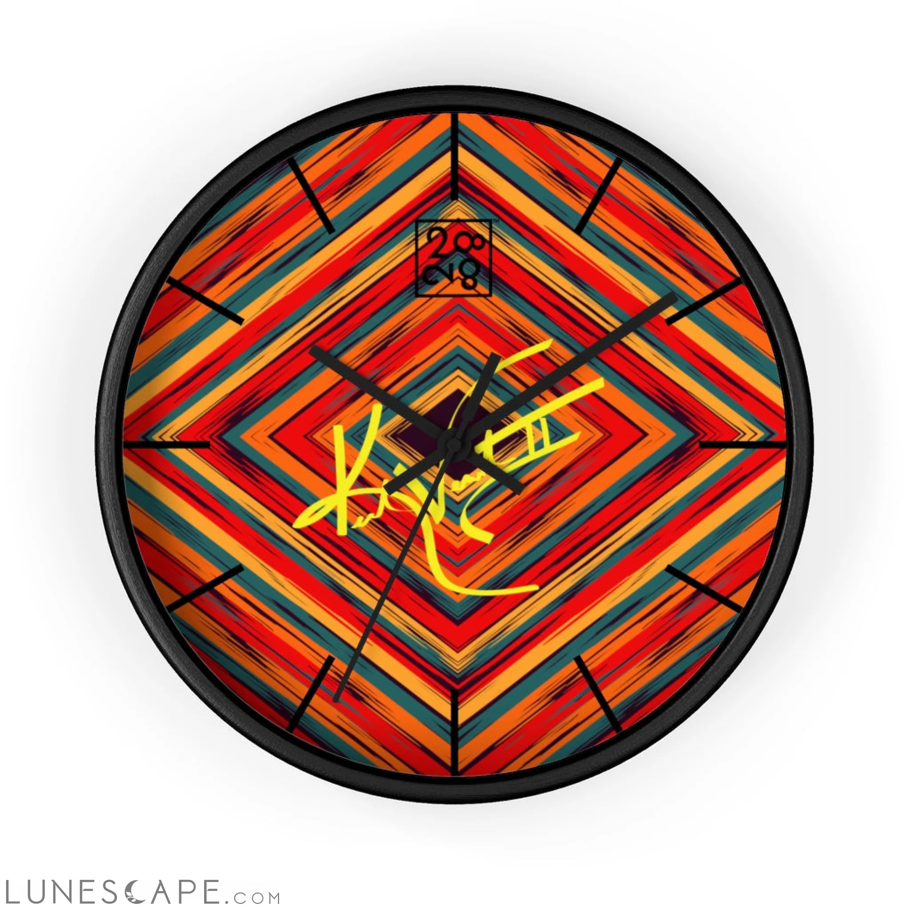 Boho Tribe Diamond Stripe Geometric Clock LUNESCAPE