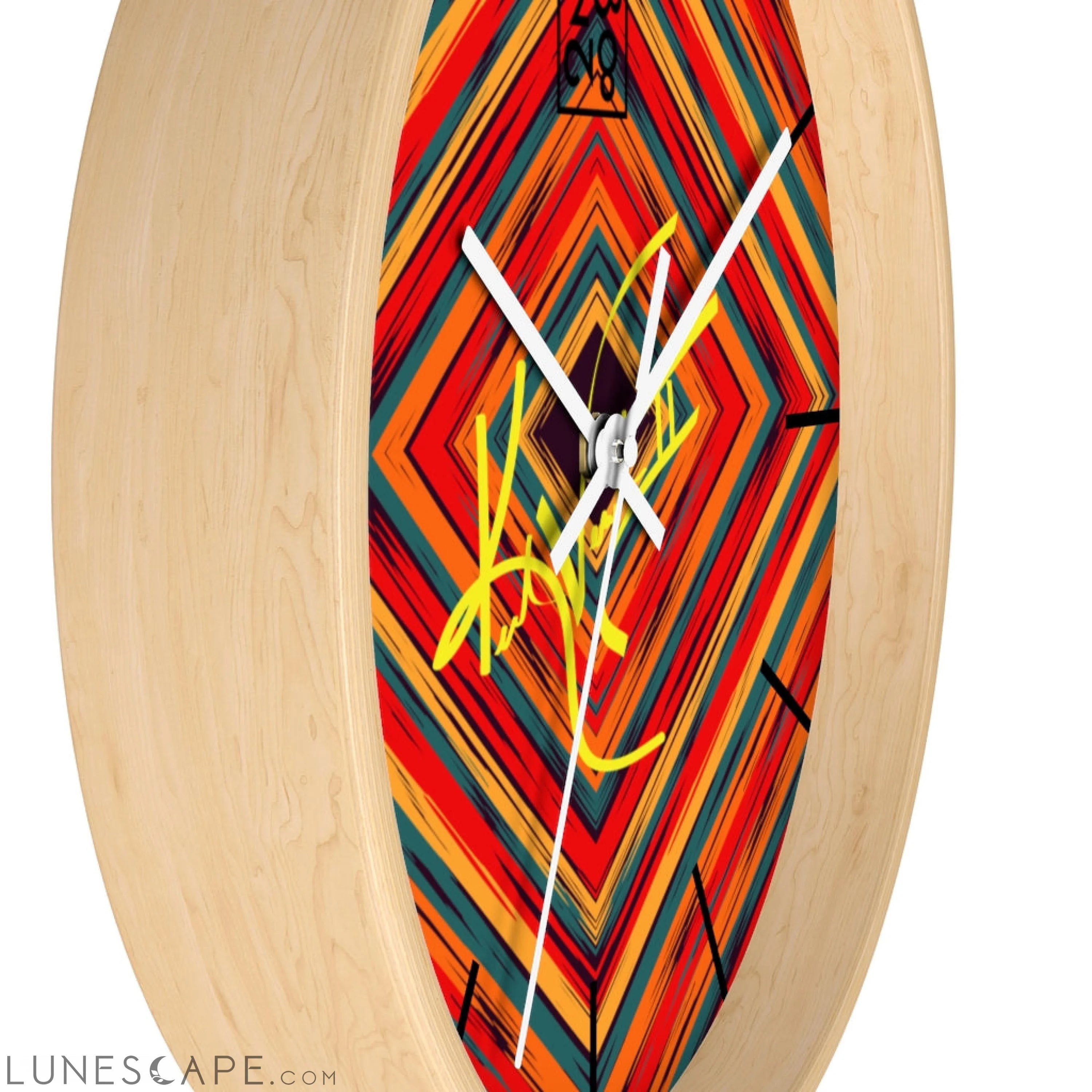 Boho Tribe Diamond Stripe Geometric Clock LUNESCAPE