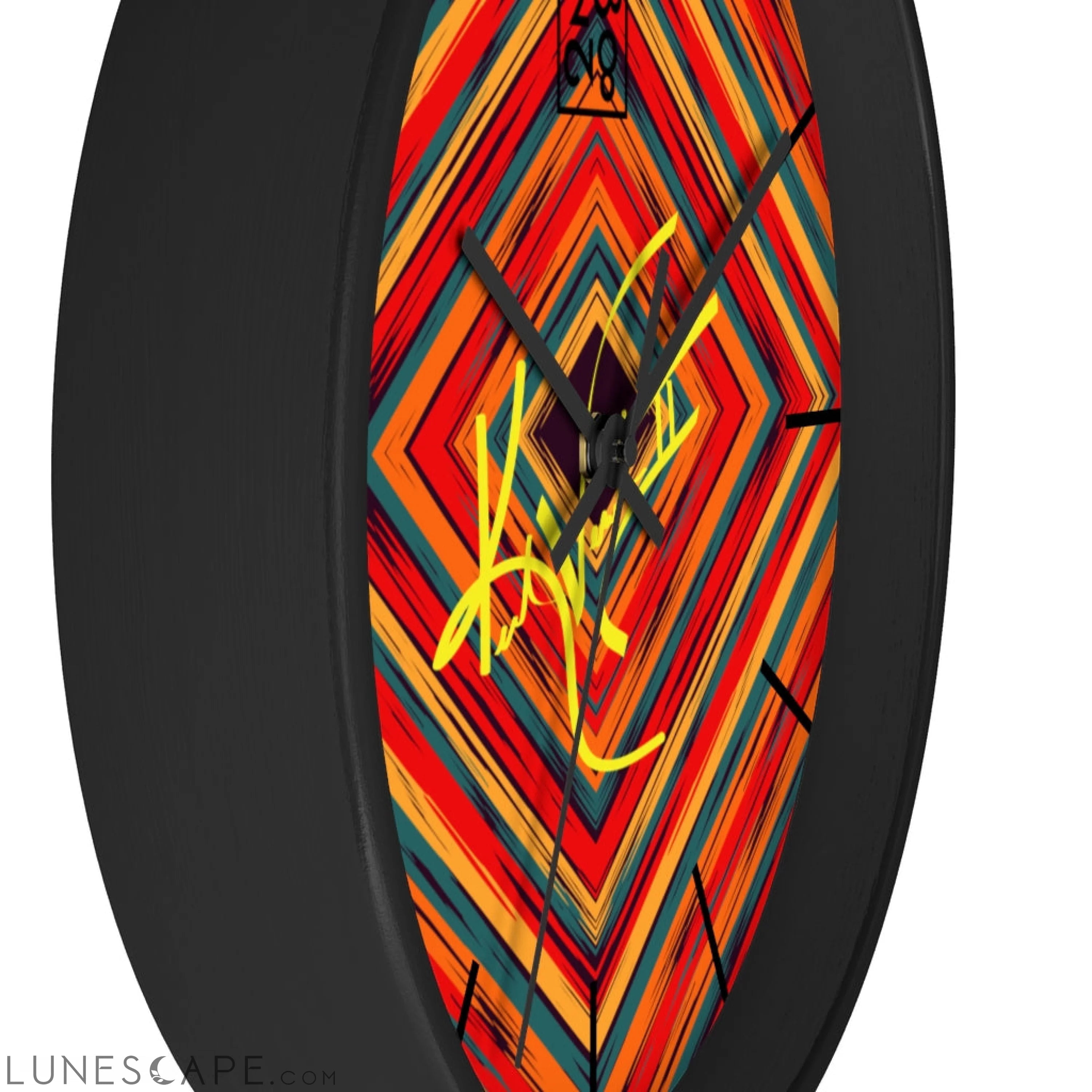 Boho Tribe Diamond Stripe Geometric Clock LUNESCAPE