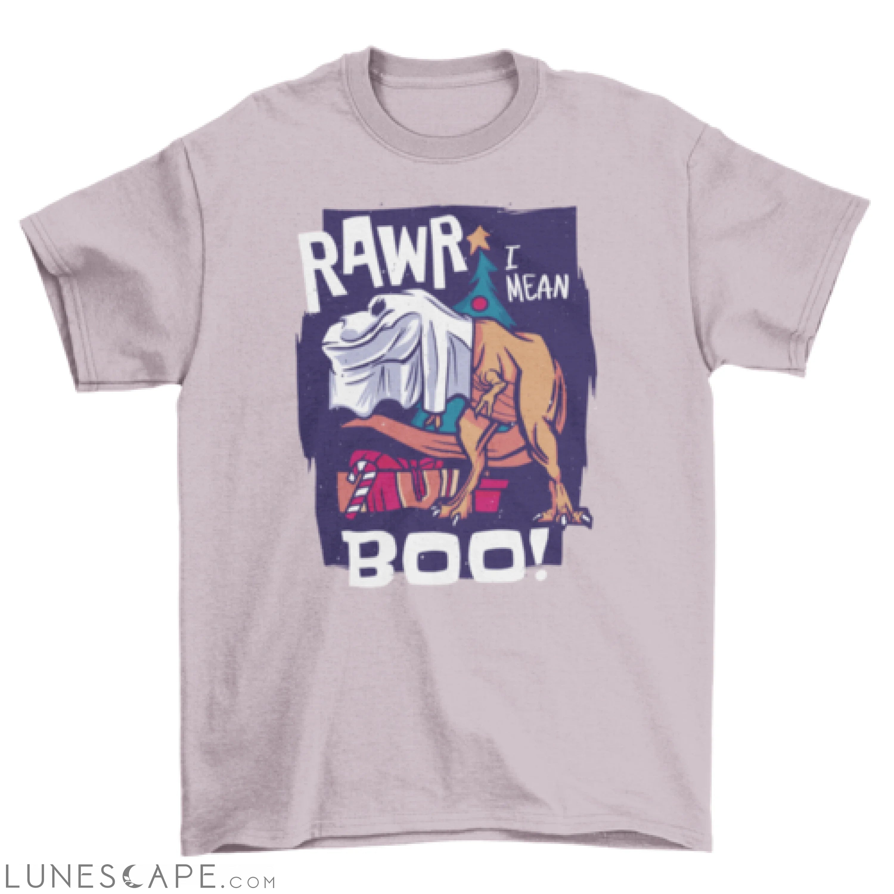 Boo t-rex christmas-halloween t-shirt LUNESCAPE