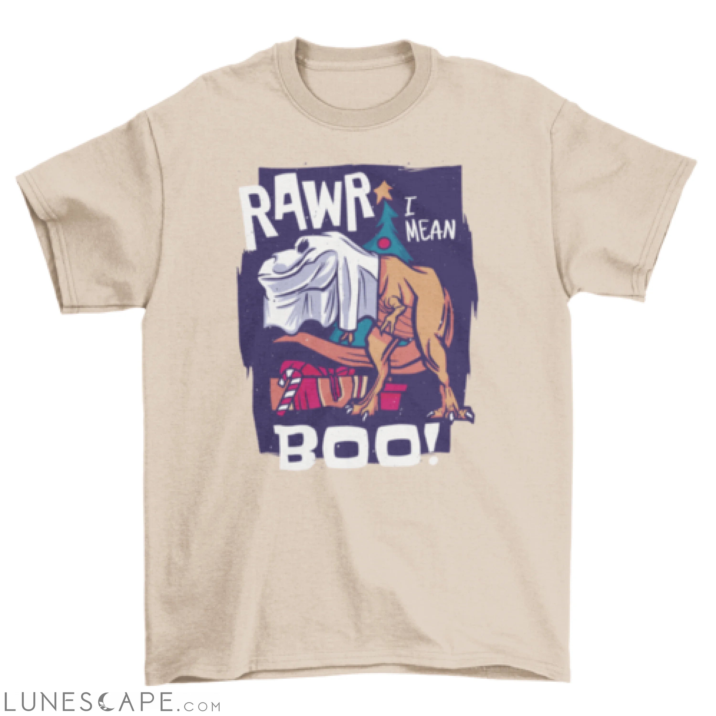 Boo t-rex christmas-halloween t-shirt LUNESCAPE