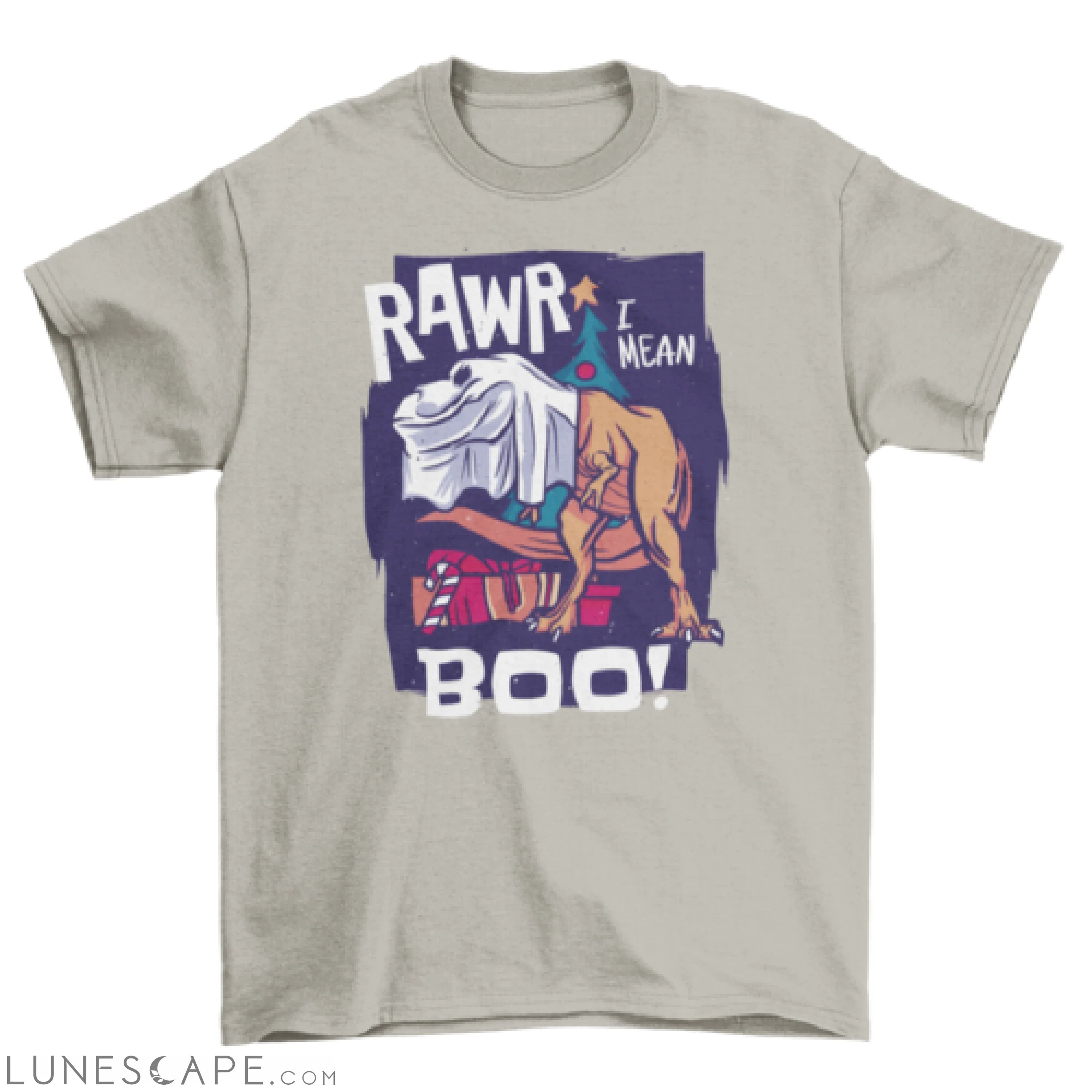 Boo t-rex christmas-halloween t-shirt LUNESCAPE