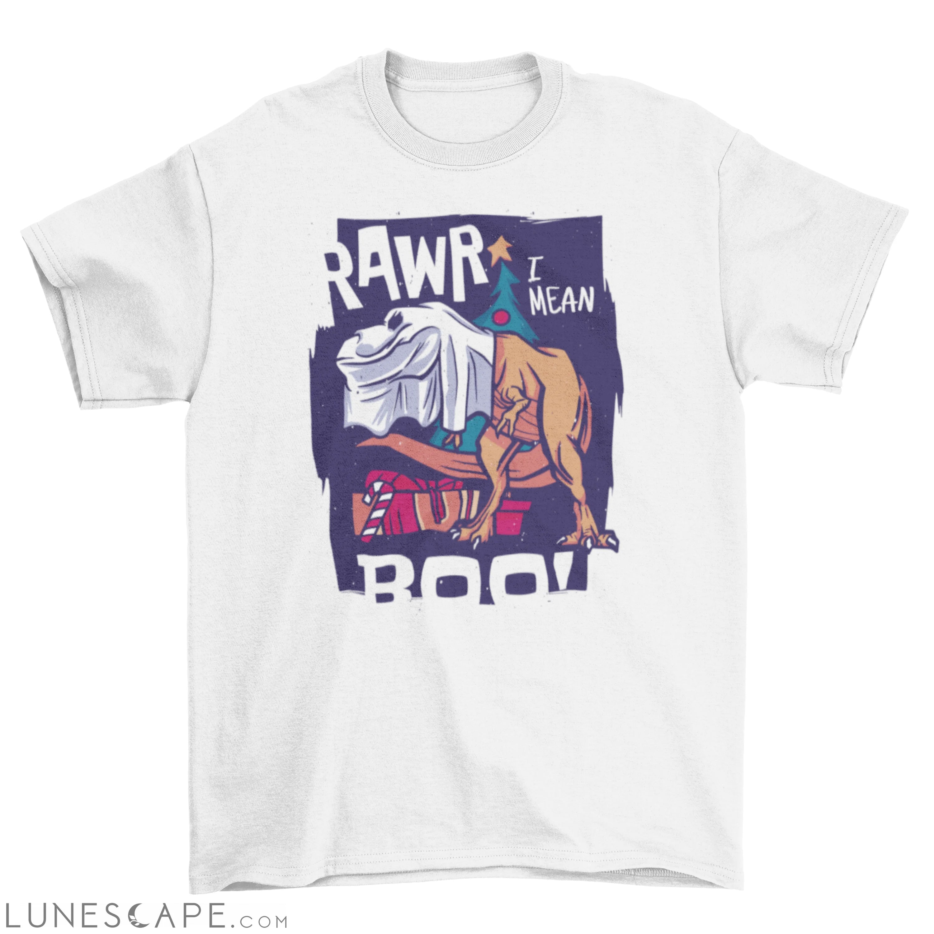 Boo t-rex christmas-halloween t-shirt LUNESCAPE