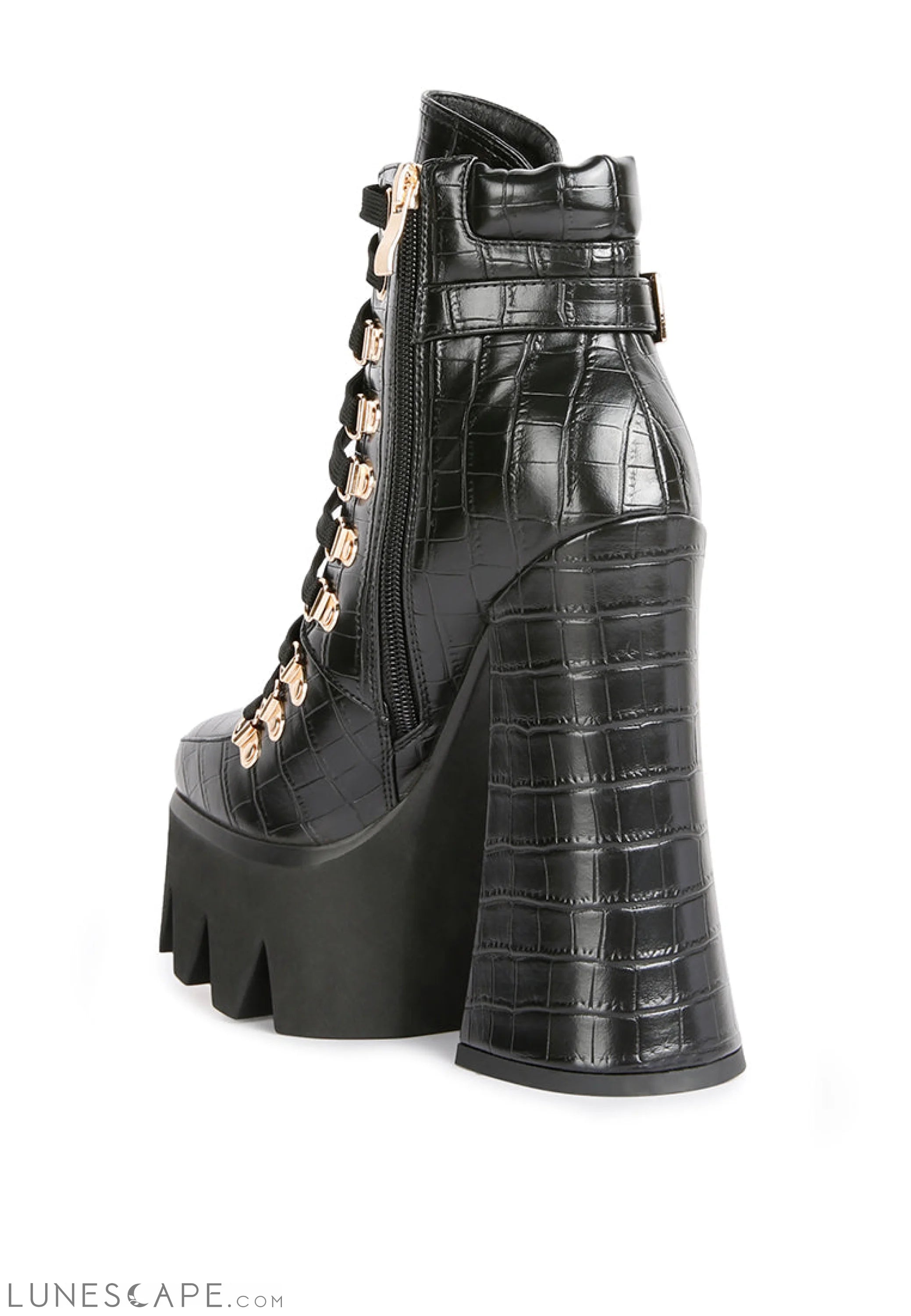 Boogie High Platform Lace Up Boots LUNESCAPE