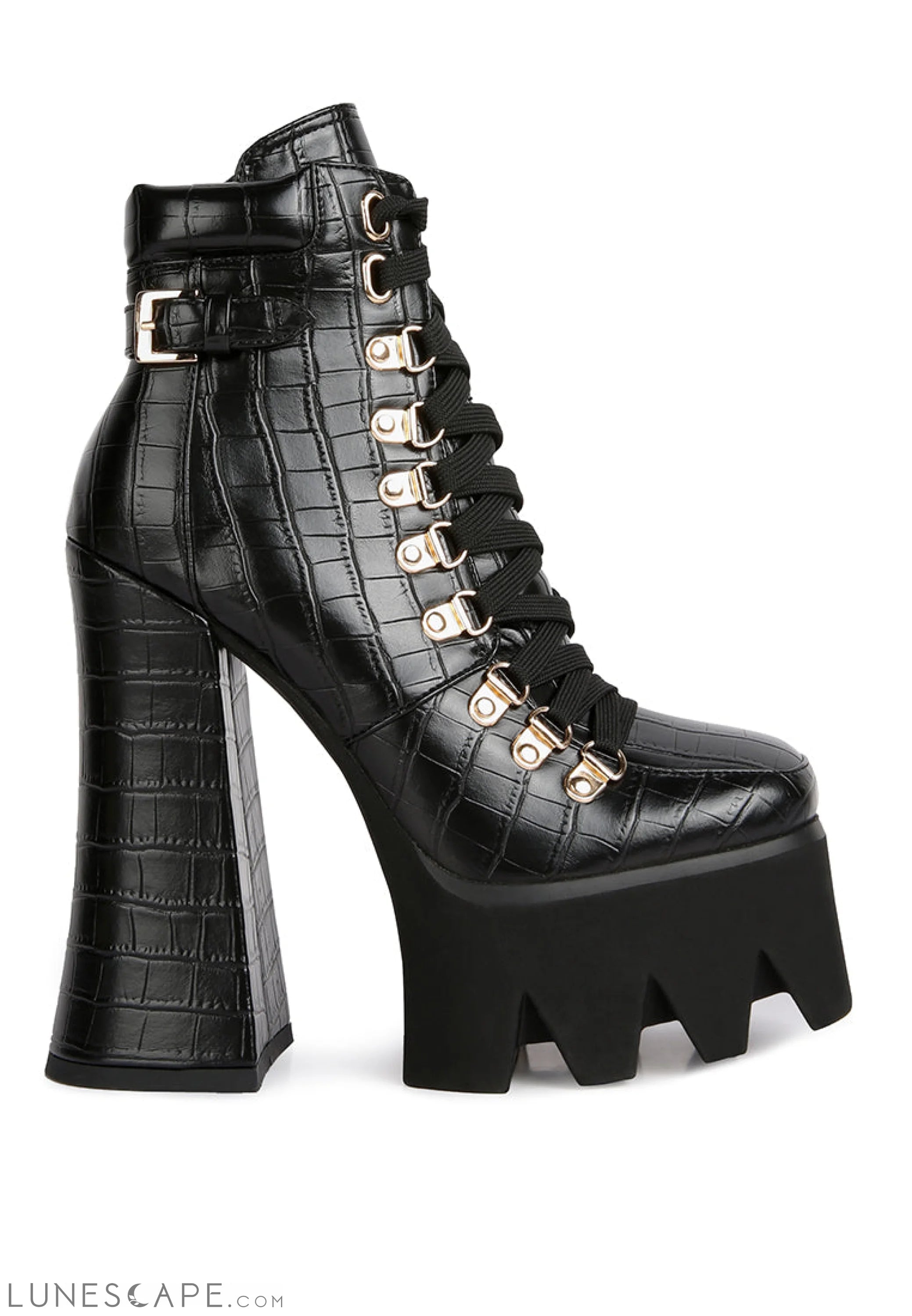 Boogie High Platform Lace Up Boots LUNESCAPE