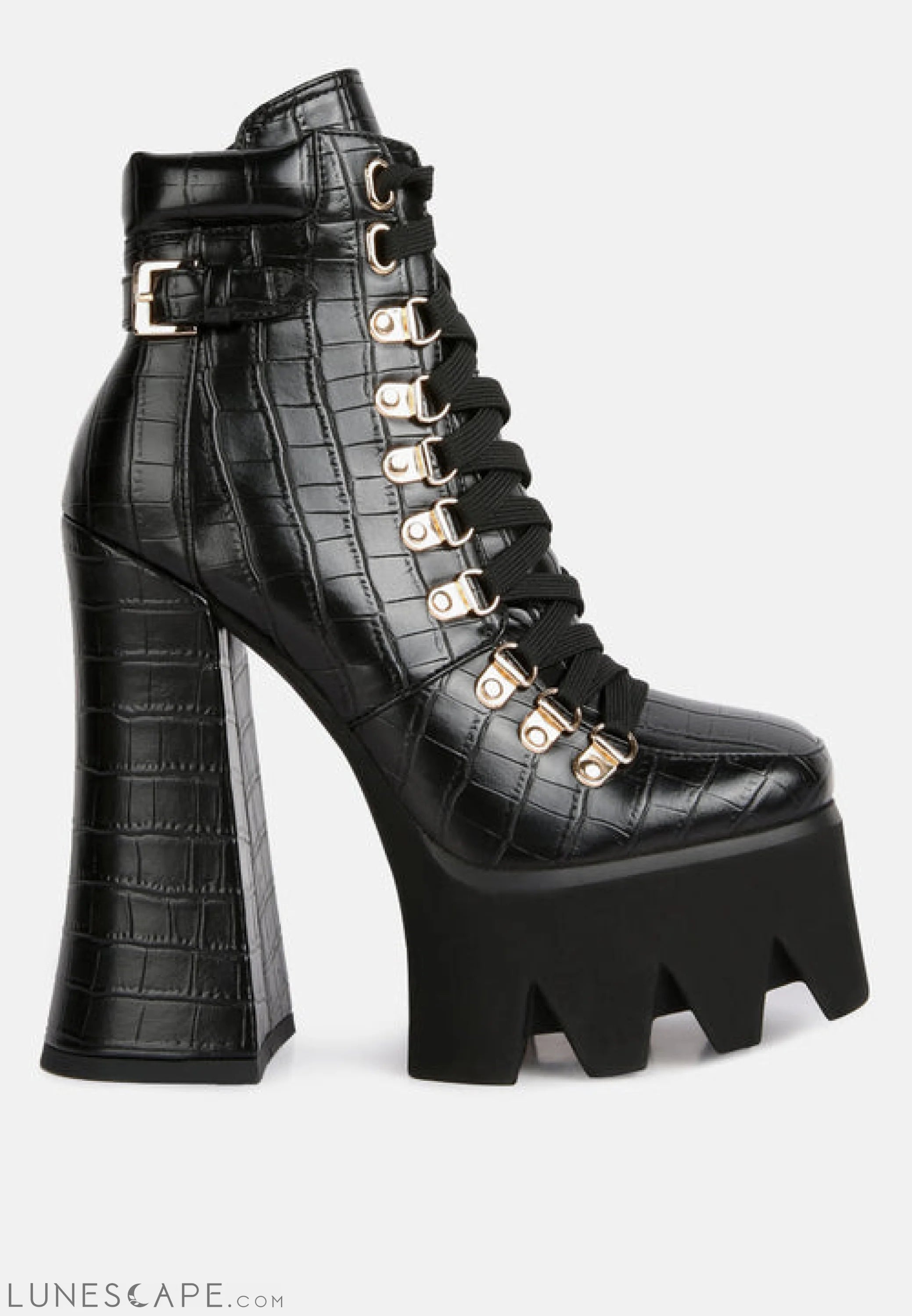Boogie High Platform Lace Up Boots LUNESCAPE