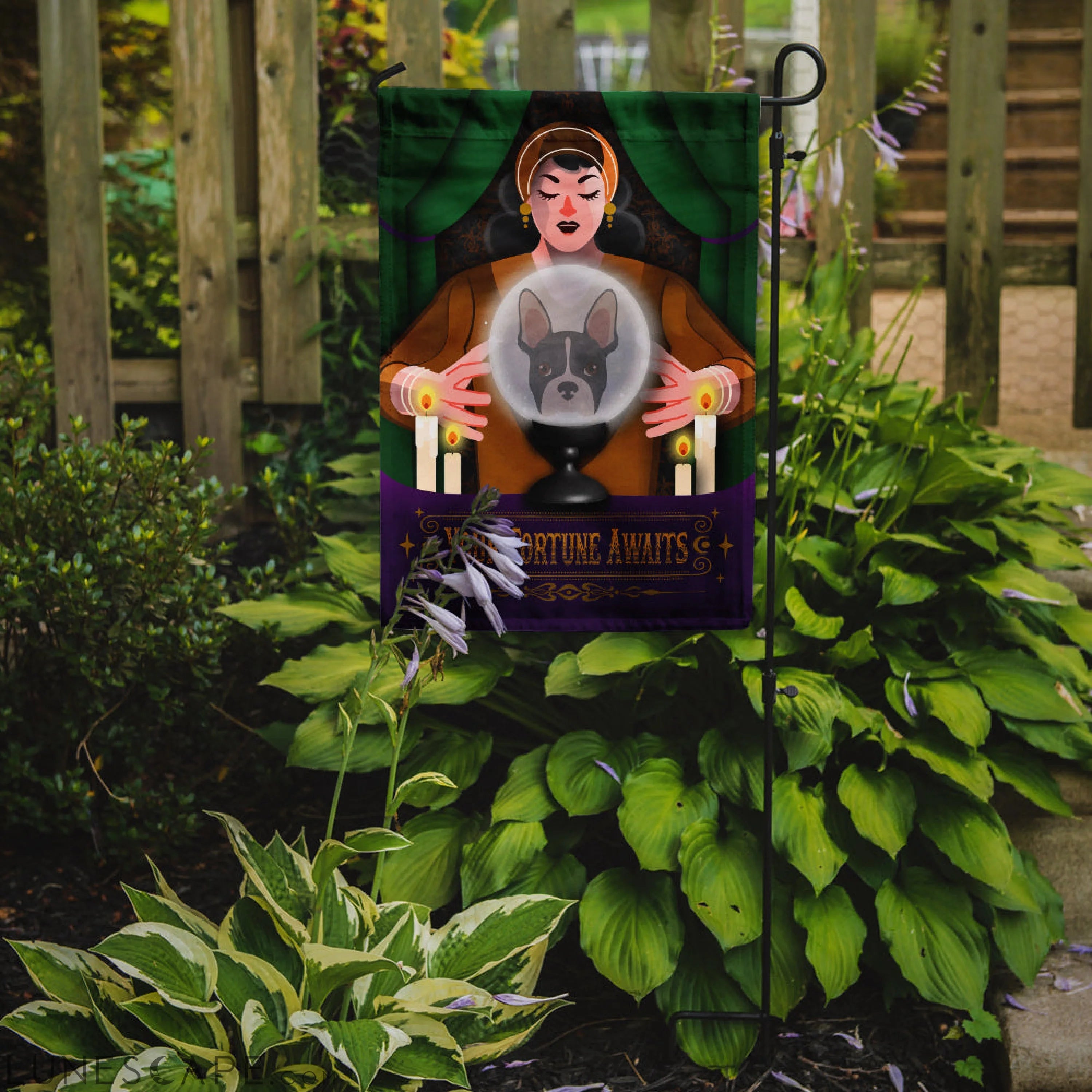 Boston Terrier Halloween Garden Flag LUNESCAPE