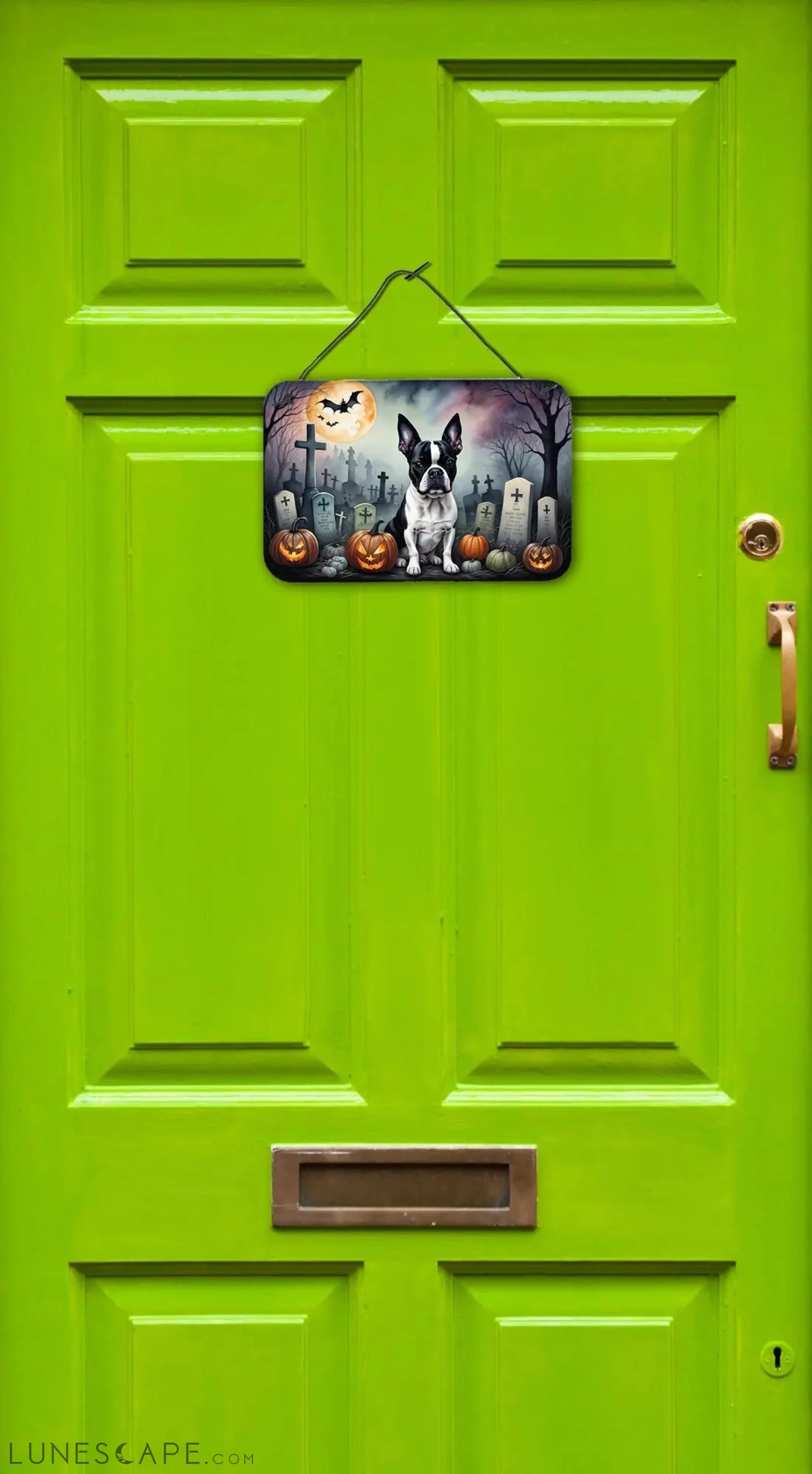 Boston Terrier Spooky Halloween Wall or Door Hanging Prints LUNESCAPE