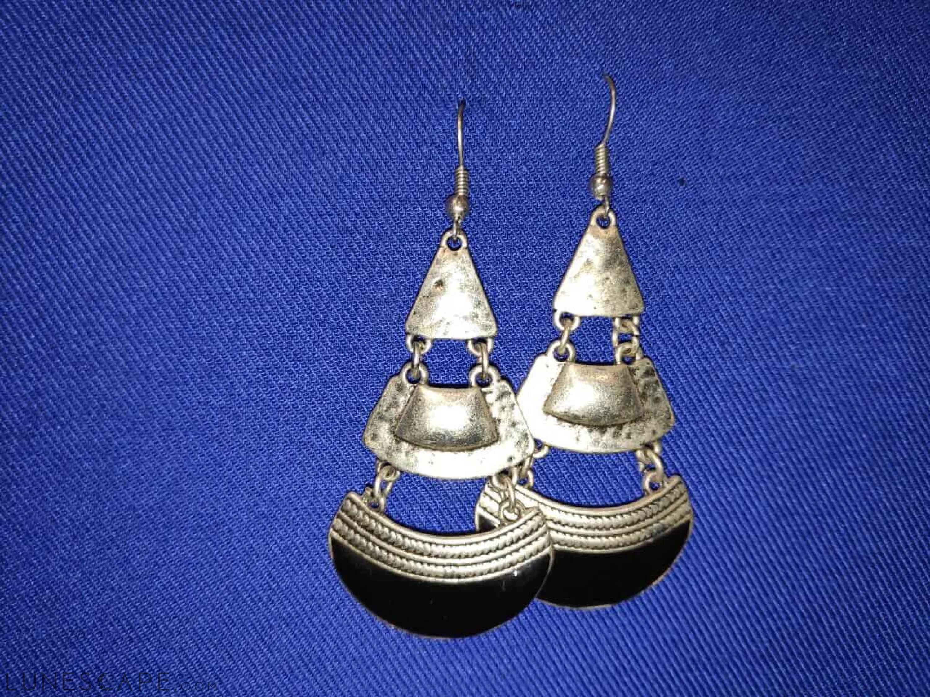 Boucle d'Oreilles Pyramide Silver Dangle Earrings LUNESCAPE