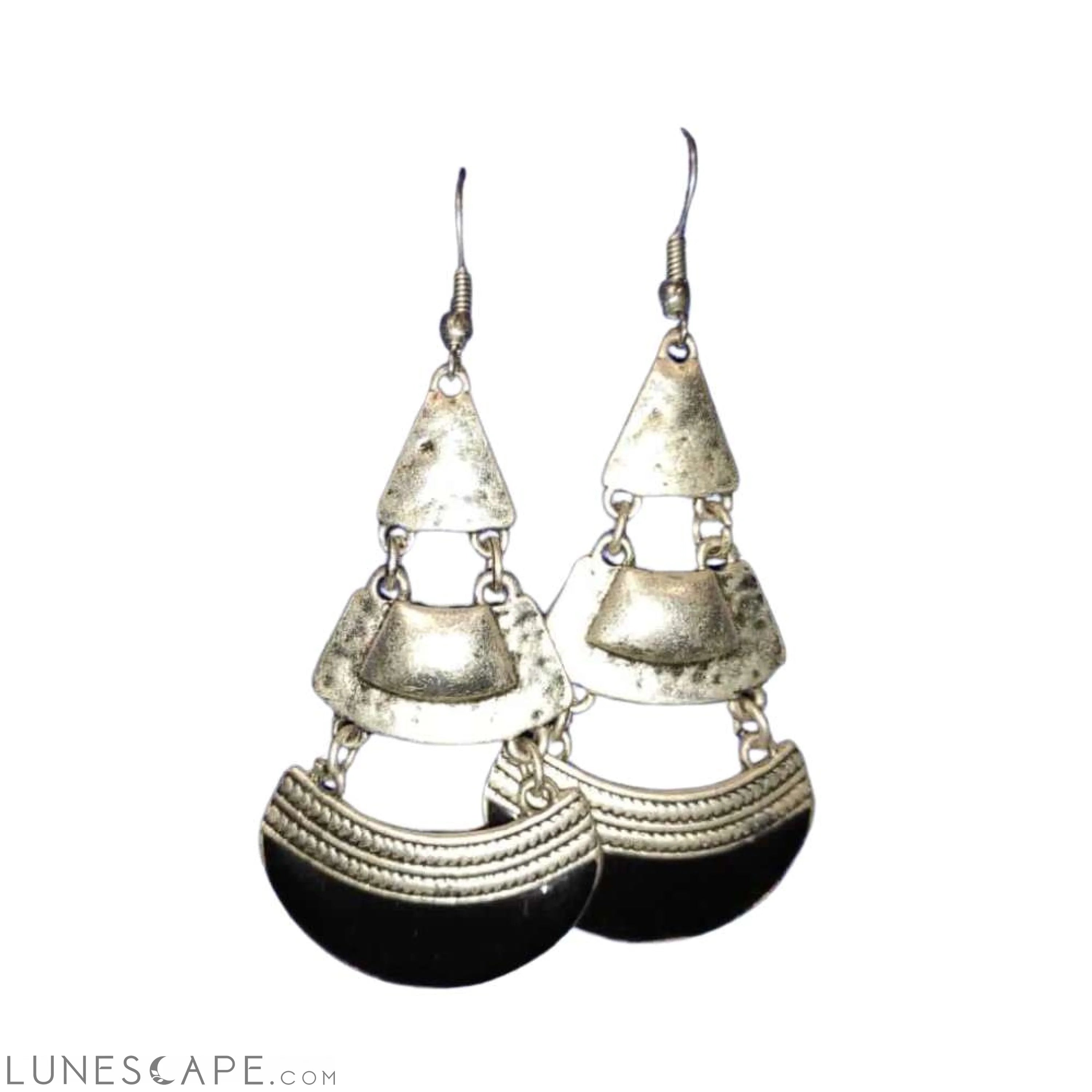 Boucle d'Oreilles Pyramide Silver Dangle Earrings LUNESCAPE