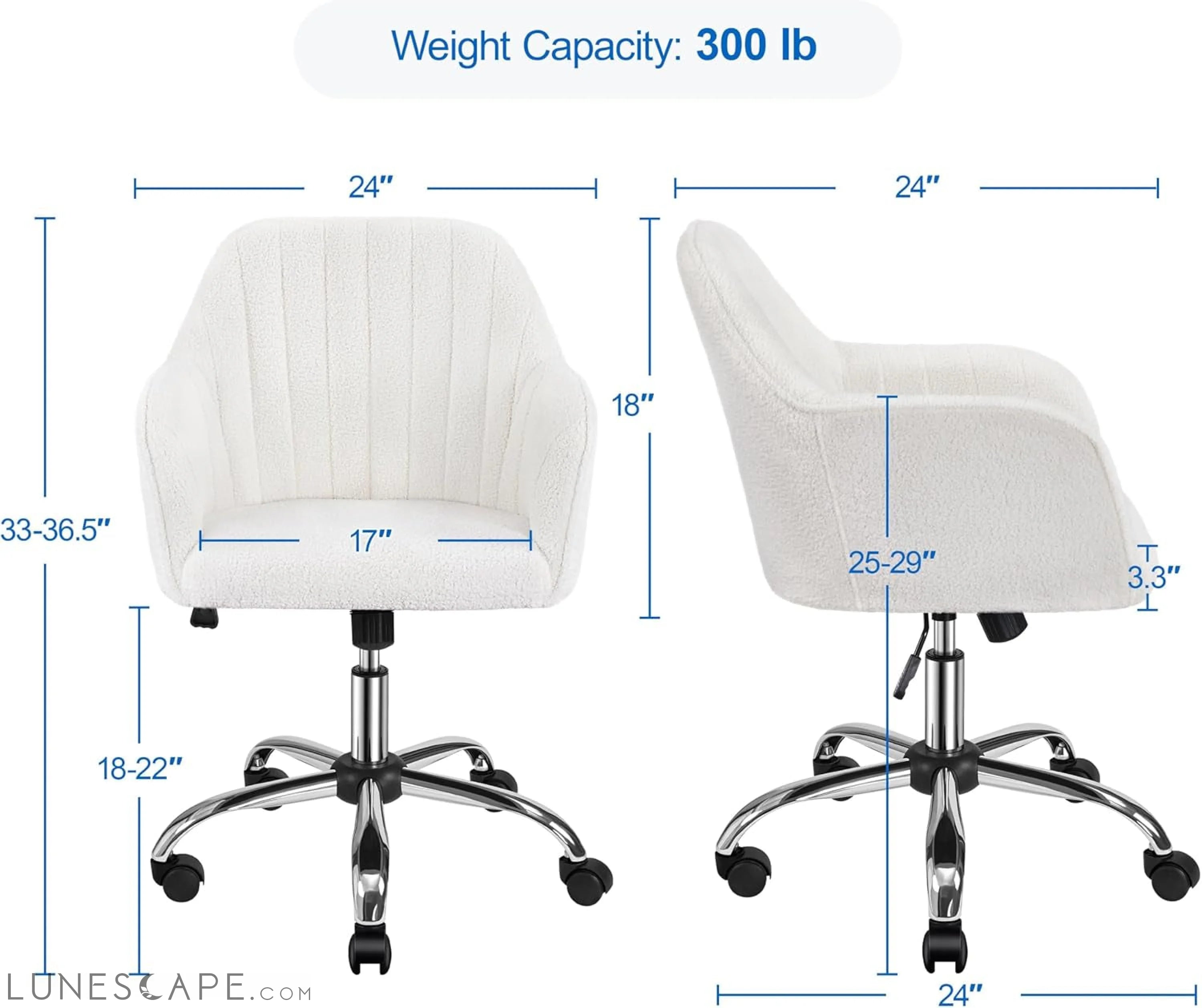 Boucle Vanity Chair Makeup Desk Chair Modern Office Chair Mid Back LUNESCAPE