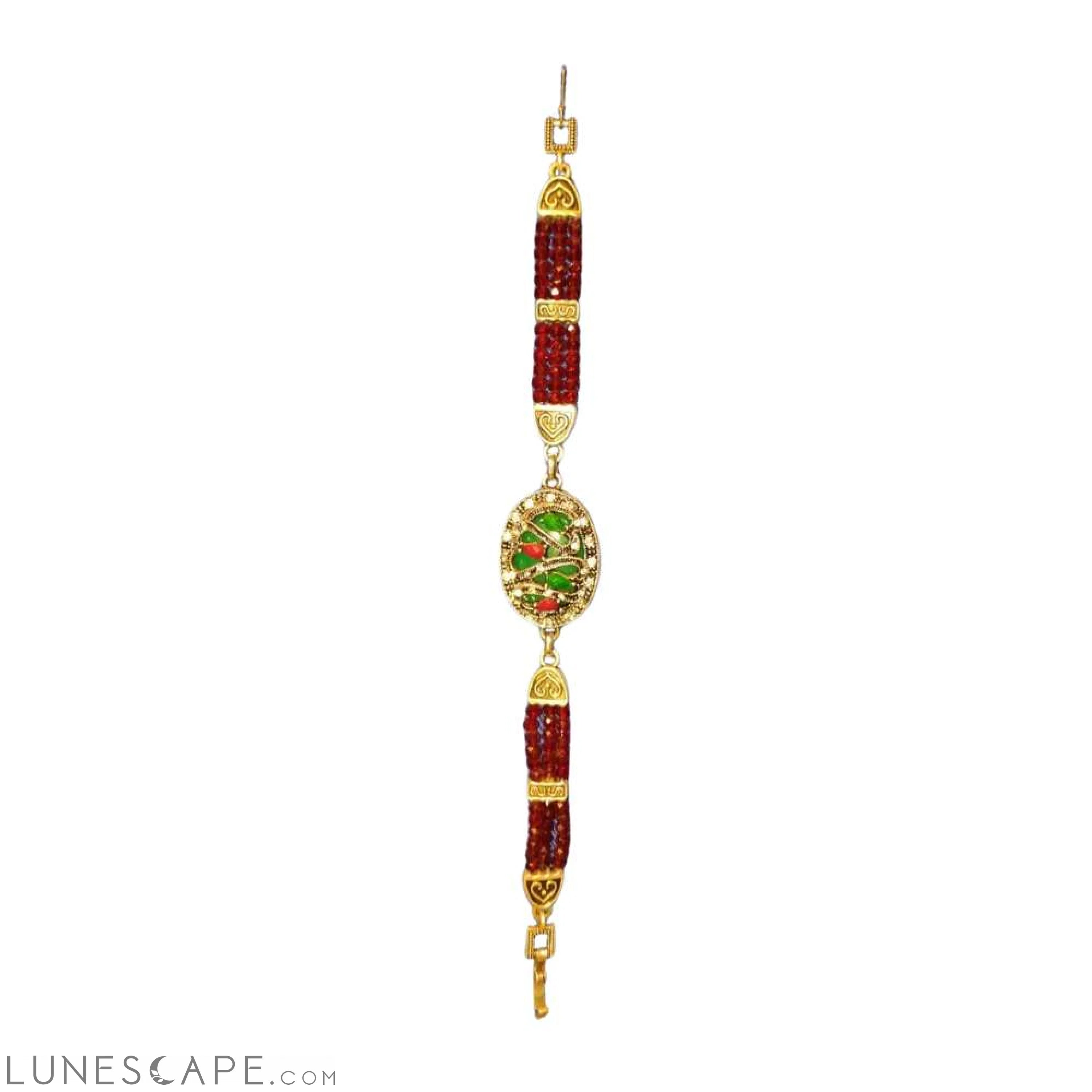 Bracelet Tazra Handmade Red & Green Beaded Bracelet LUNESCAPE