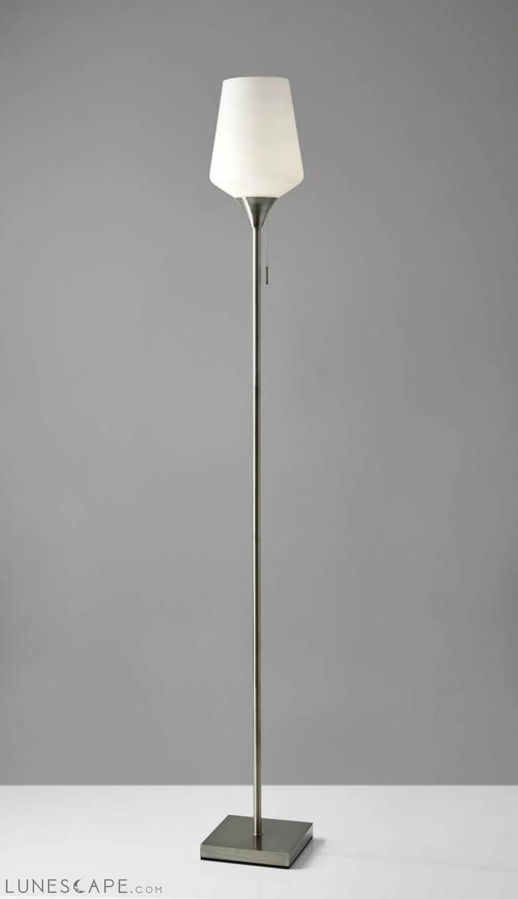Brass Metal Floor Lamp with White Opal Wine Glass Shade LUNESCAPE
