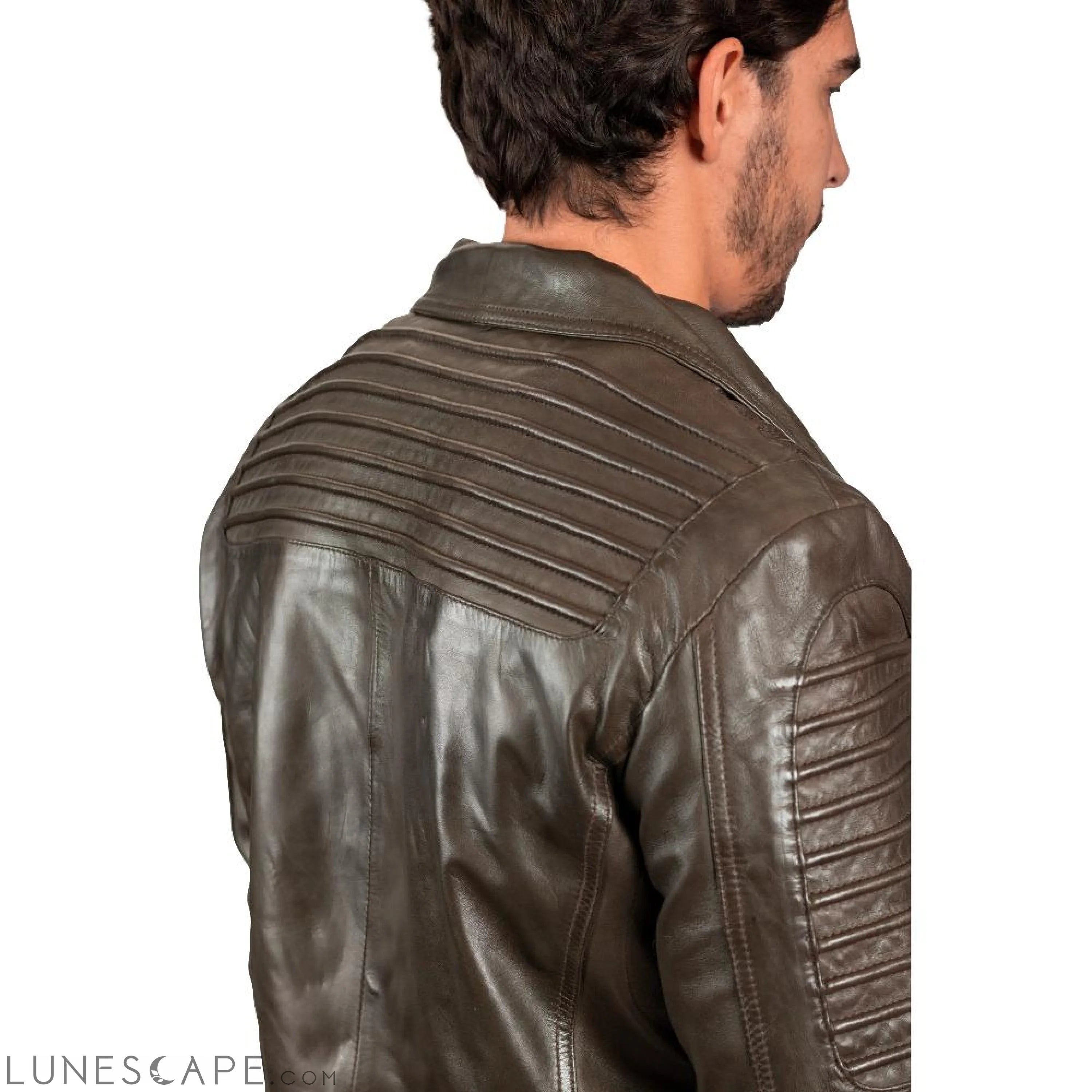 Brooklyn Mens Leather Bomber Jacket LUNESCAPE