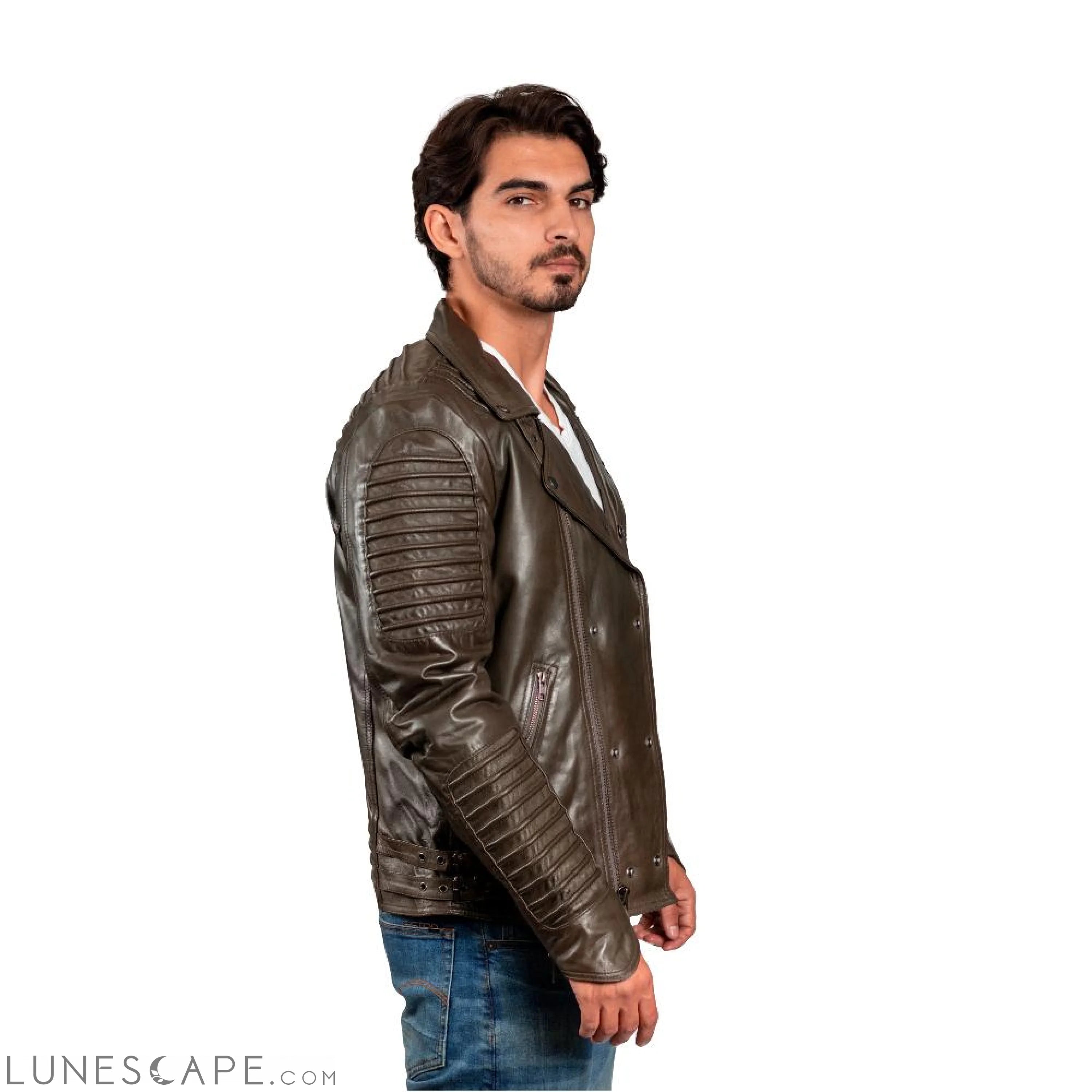 Brooklyn Mens Leather Bomber Jacket LUNESCAPE