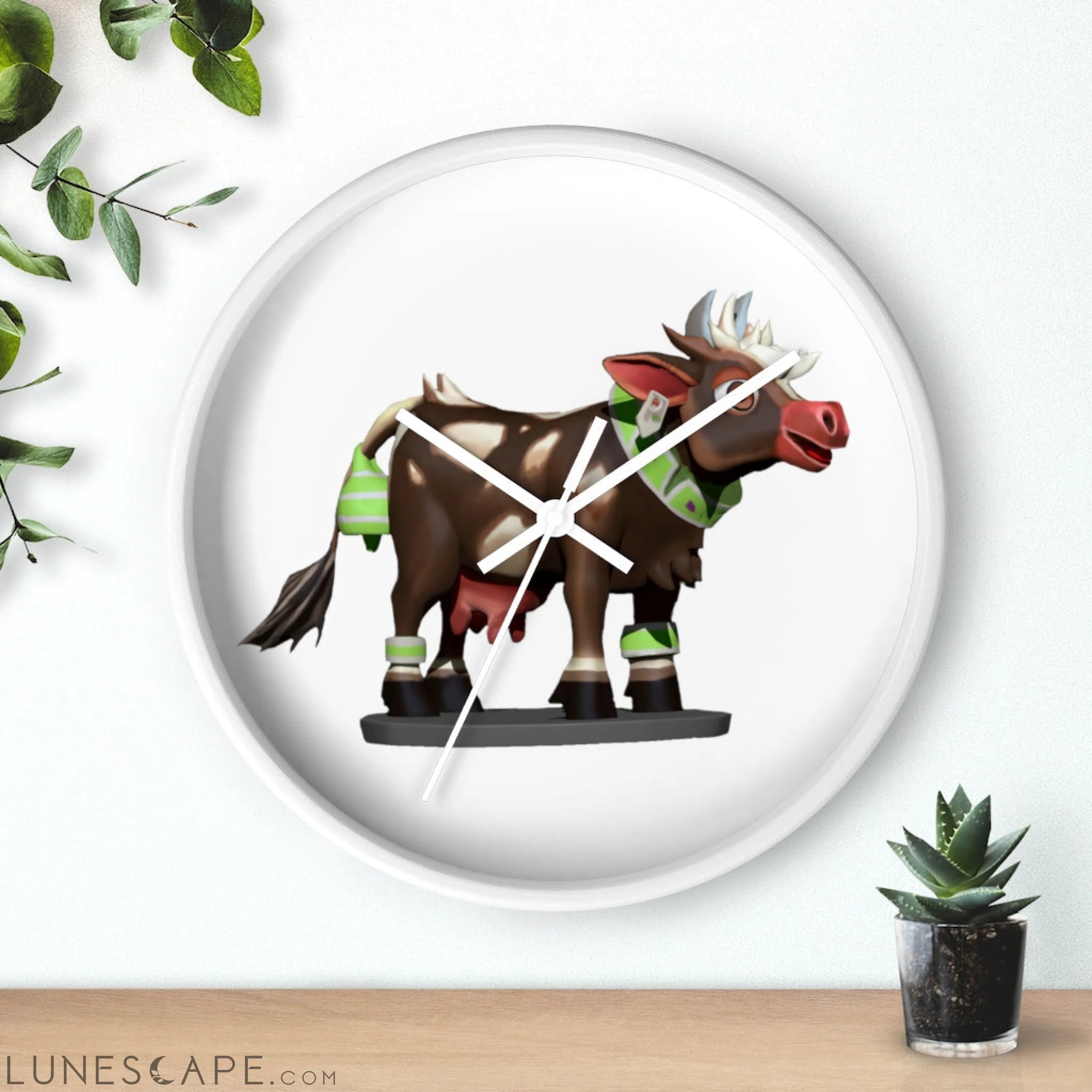 Brown Cow Wall clock LUNESCAPE