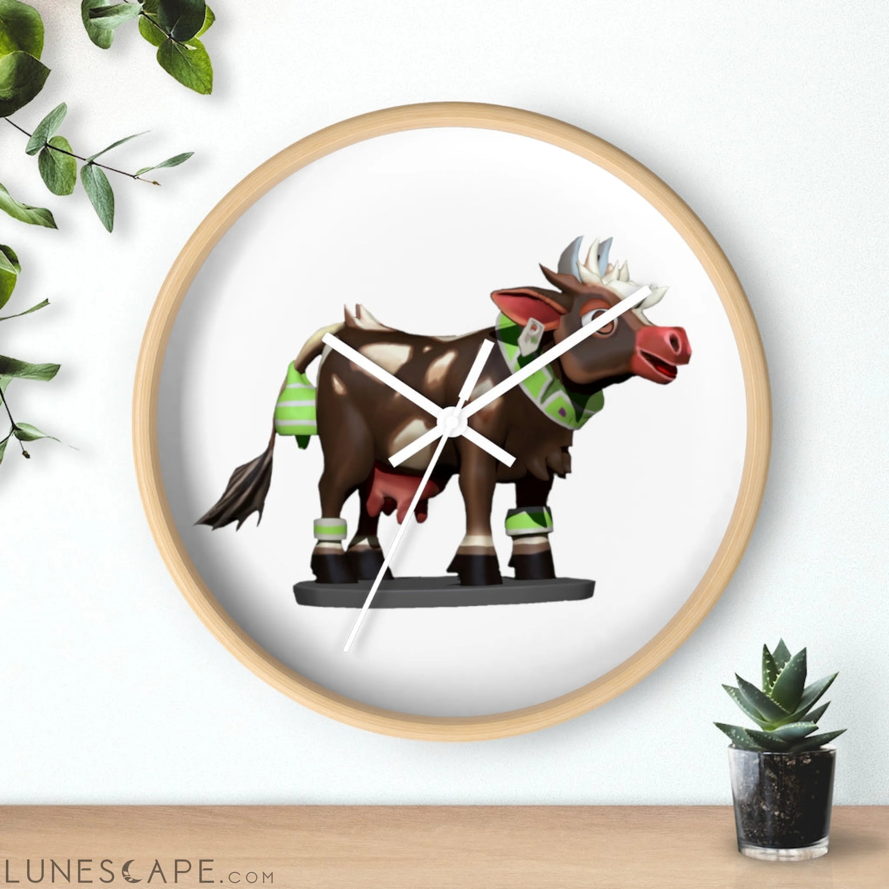 Brown Cow Wall clock LUNESCAPE