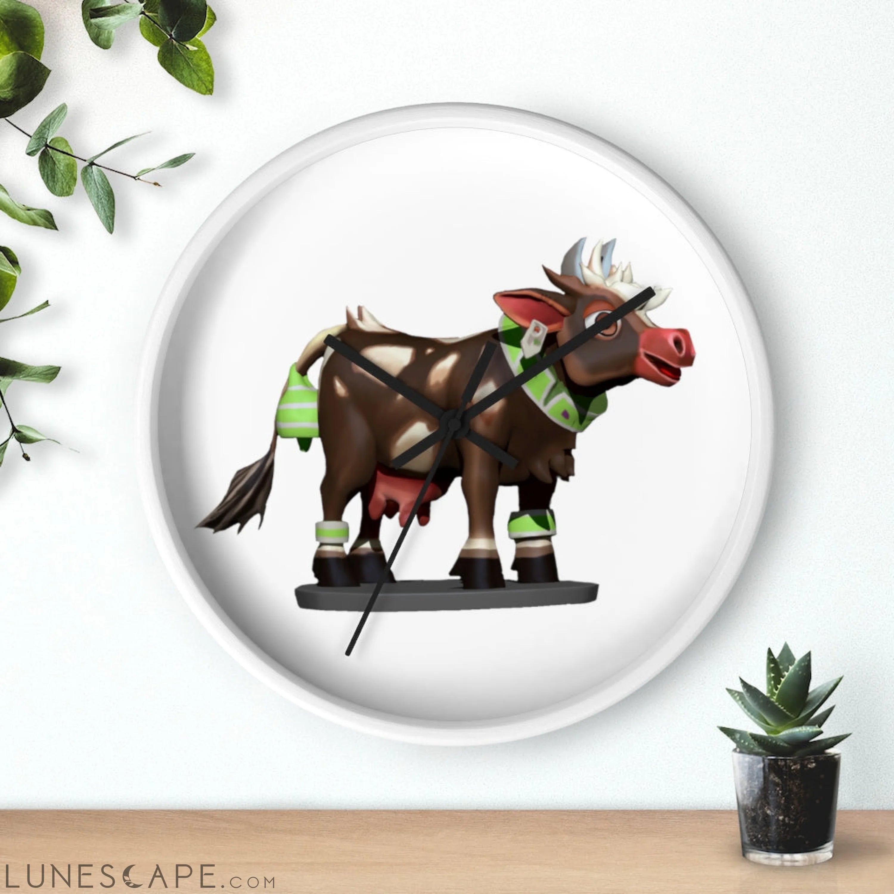 Brown Cow Wall clock LUNESCAPE