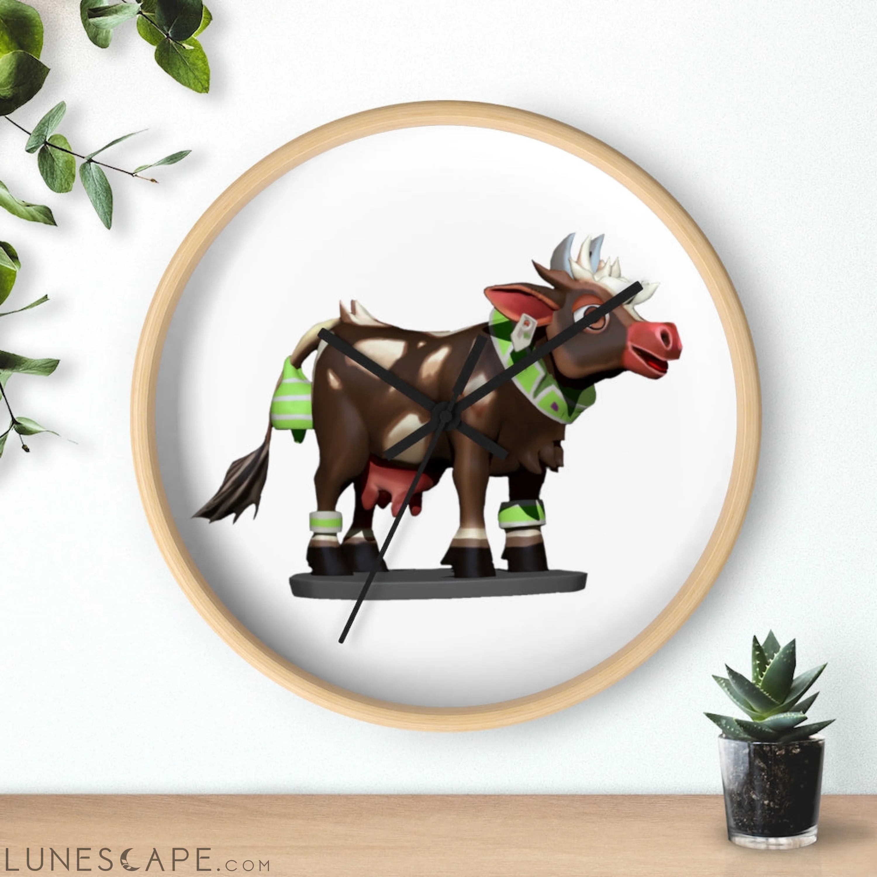 Brown Cow Wall clock LUNESCAPE