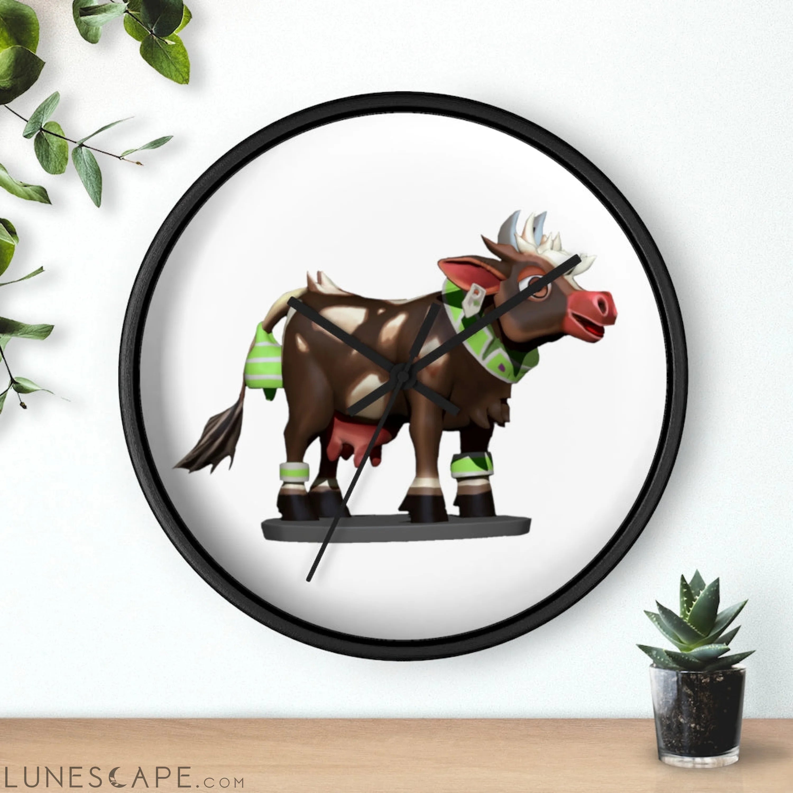 Brown Cow Wall clock LUNESCAPE