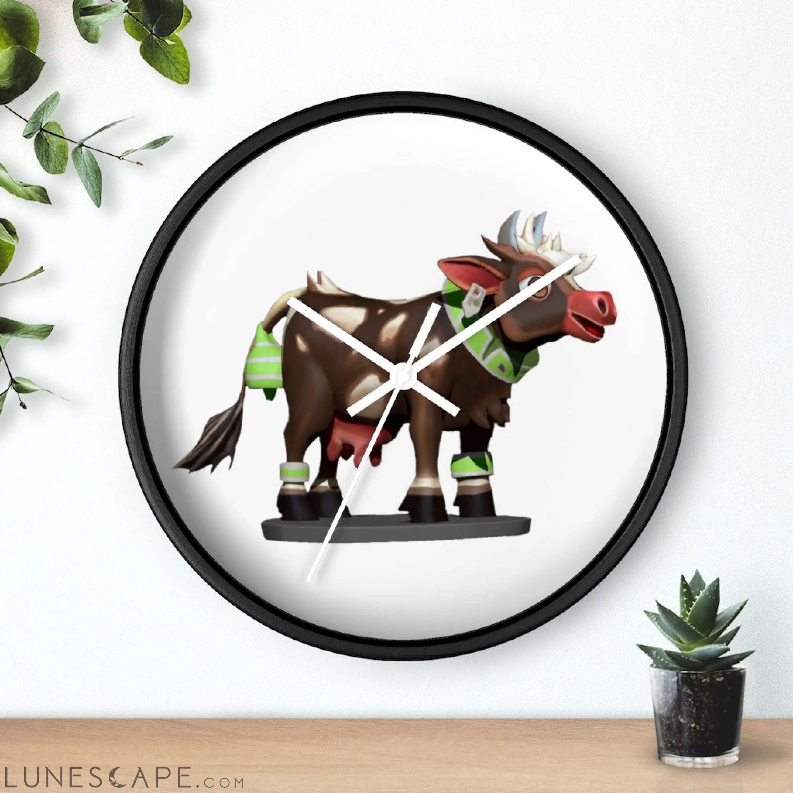 Brown Cow Wall clock LUNESCAPE