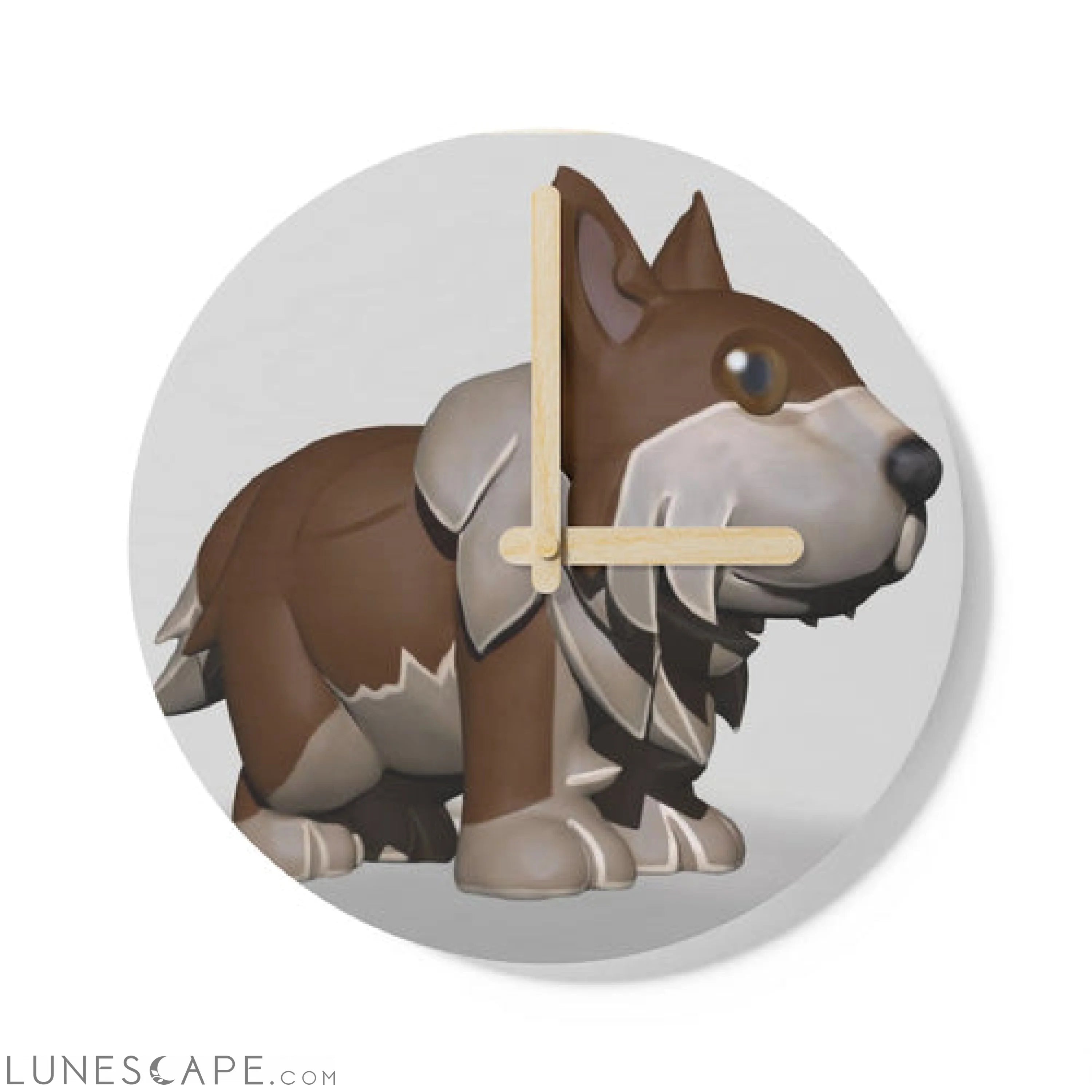 Brown Dog Wooden Wall Clock LUNESCAPE