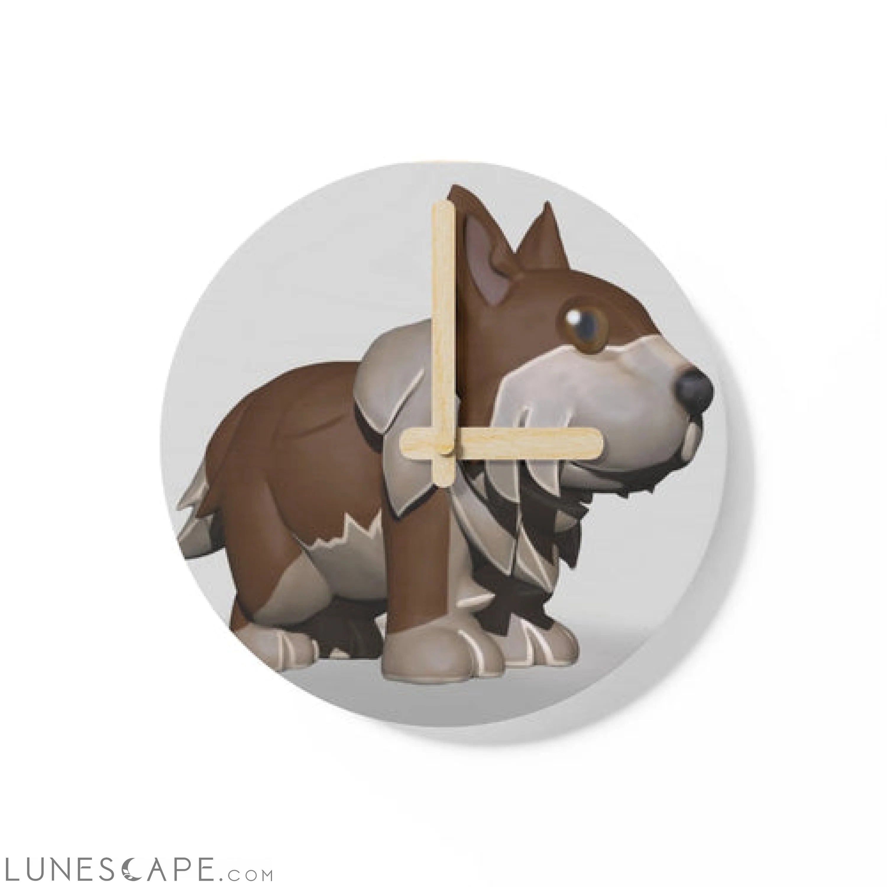 Brown Dog Wooden Wall Clock LUNESCAPE