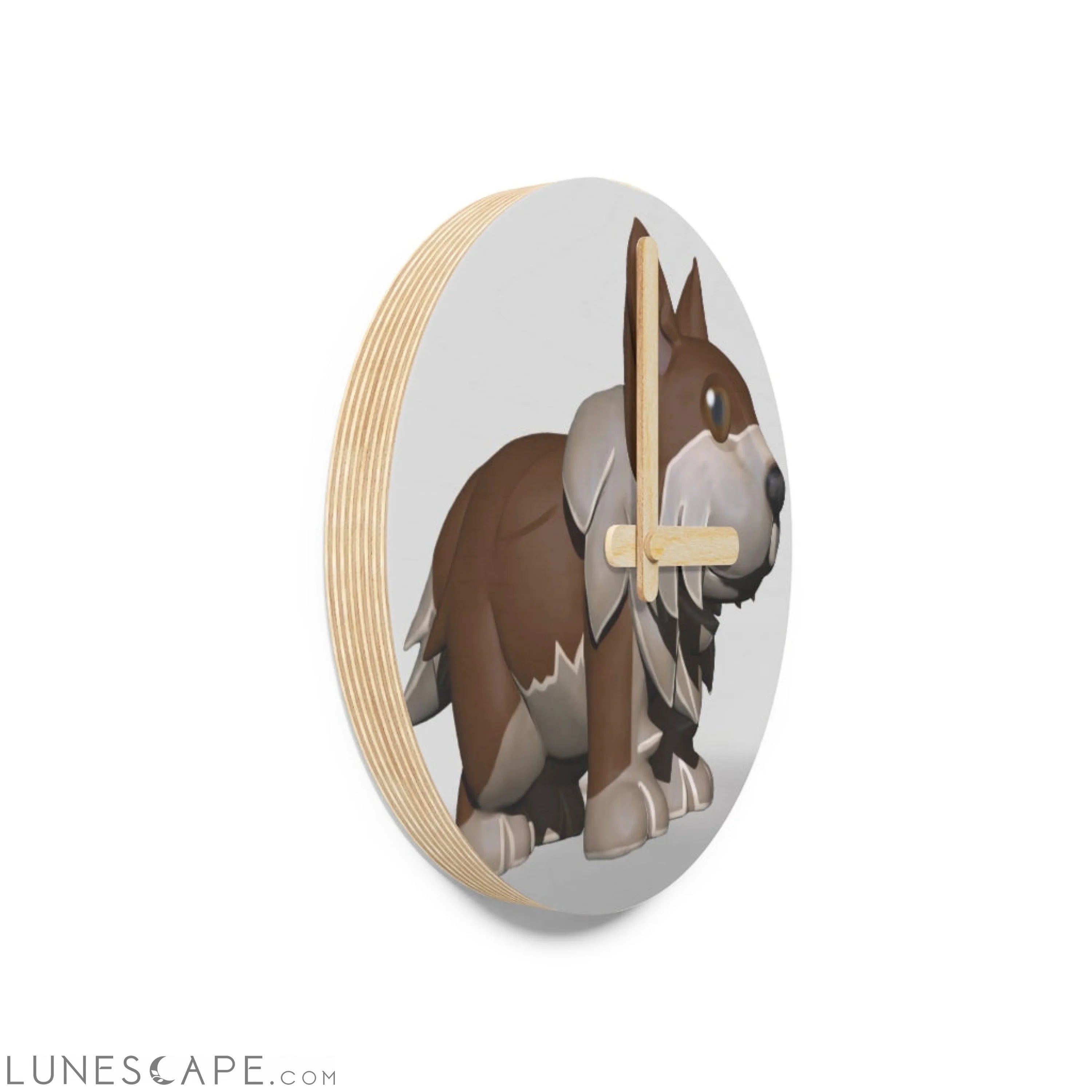 Brown Dog Wooden Wall Clock LUNESCAPE