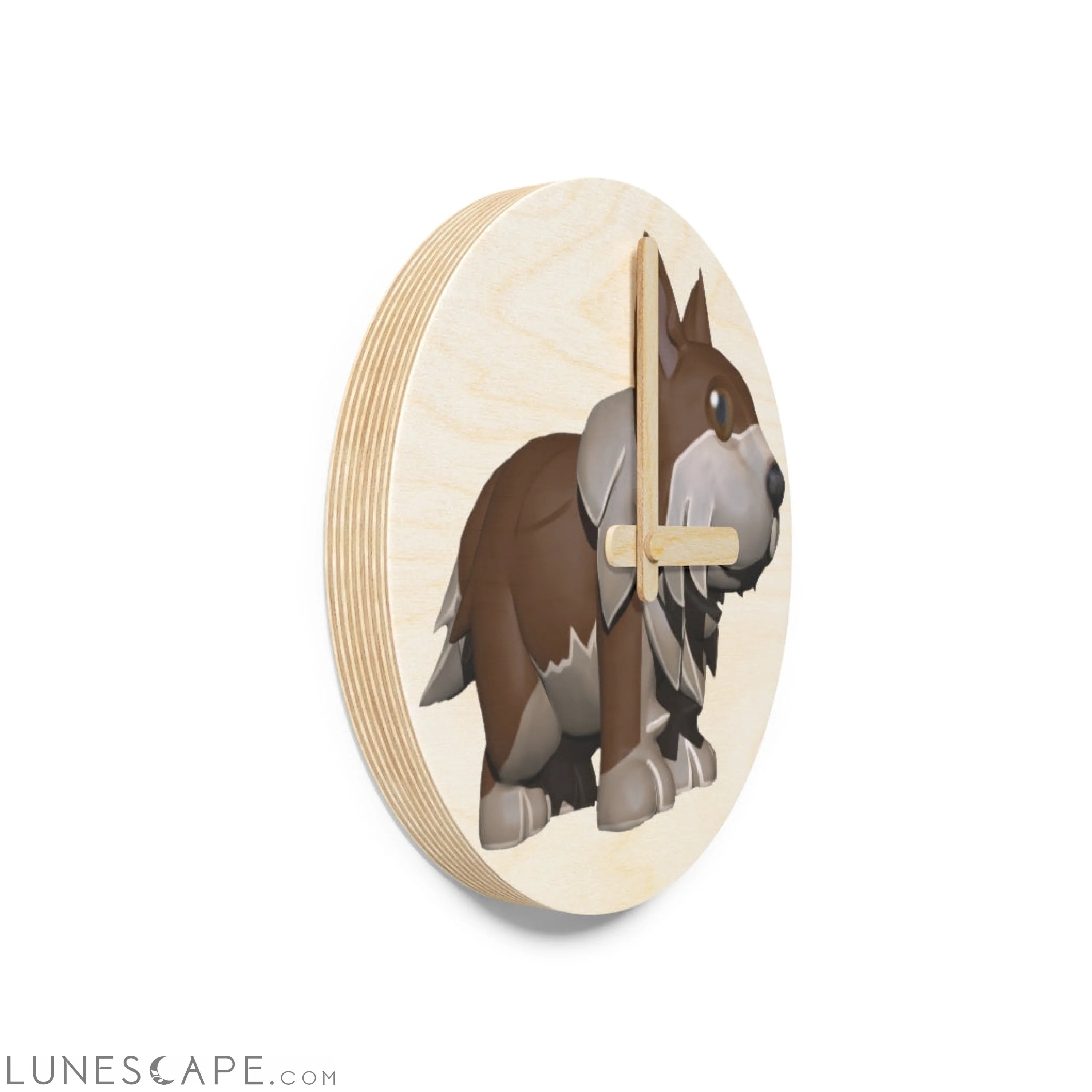 Brown Dog Wooden Wall Clock LUNESCAPE
